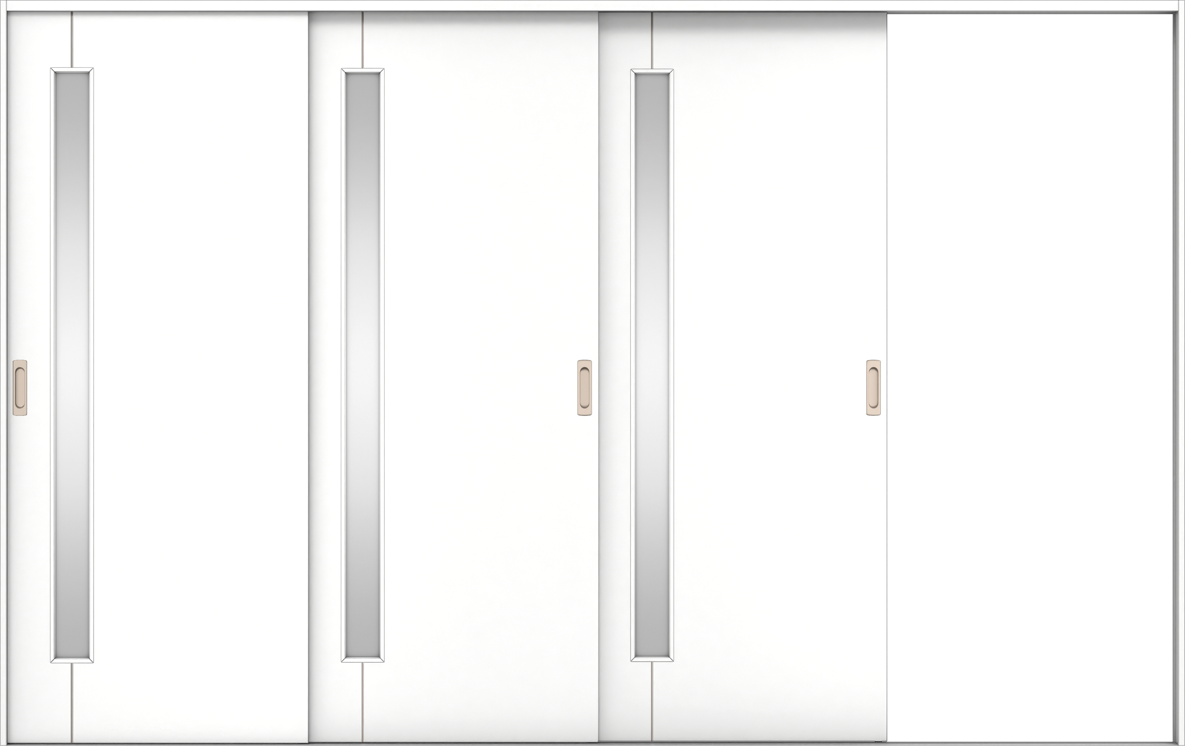 リビングドア　イエリア　引戸・３枚片引　扉セット　Ｄ４デザイン　３２２９幅用　２０００高　〈パウダーホワイト柄〉　右引用　錠なし　ラクラクローズ付