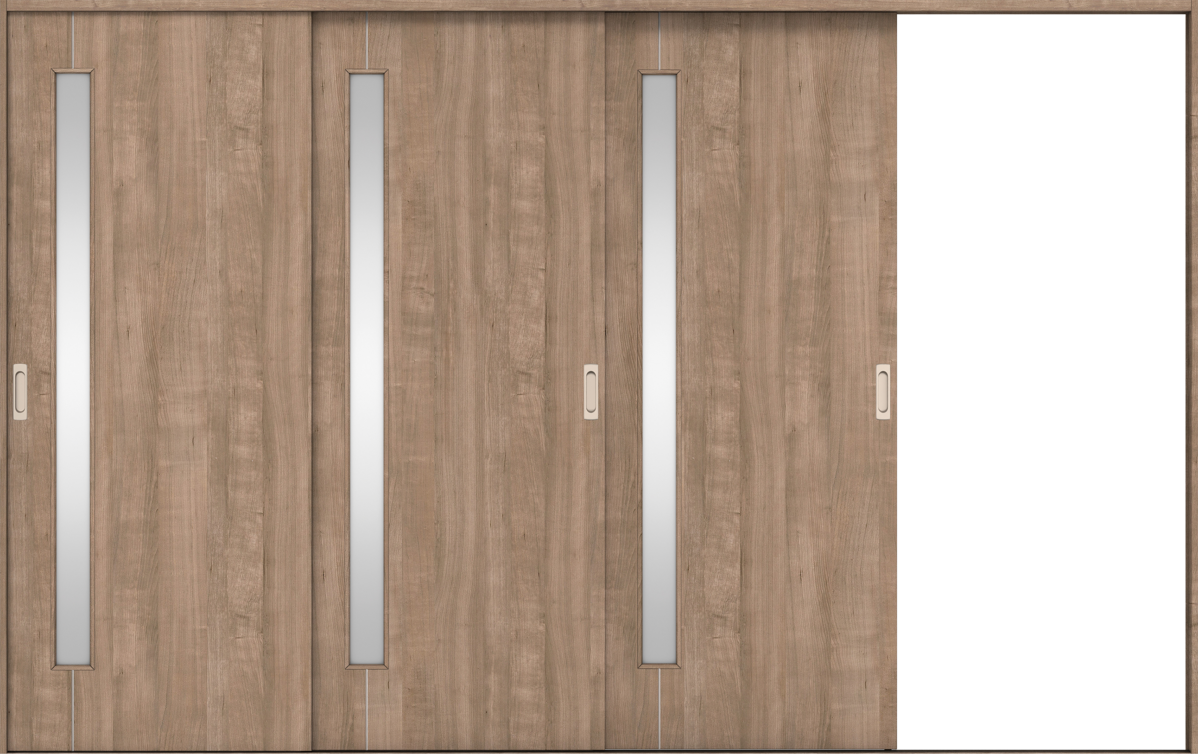 リビングドア　イエリア　引戸・３枚片引　扉セット　Ｄ４デザイン　３２２９幅用　２０００高　〈トープグレー柄〉　右引用　錠なし　ラクラクローズ付