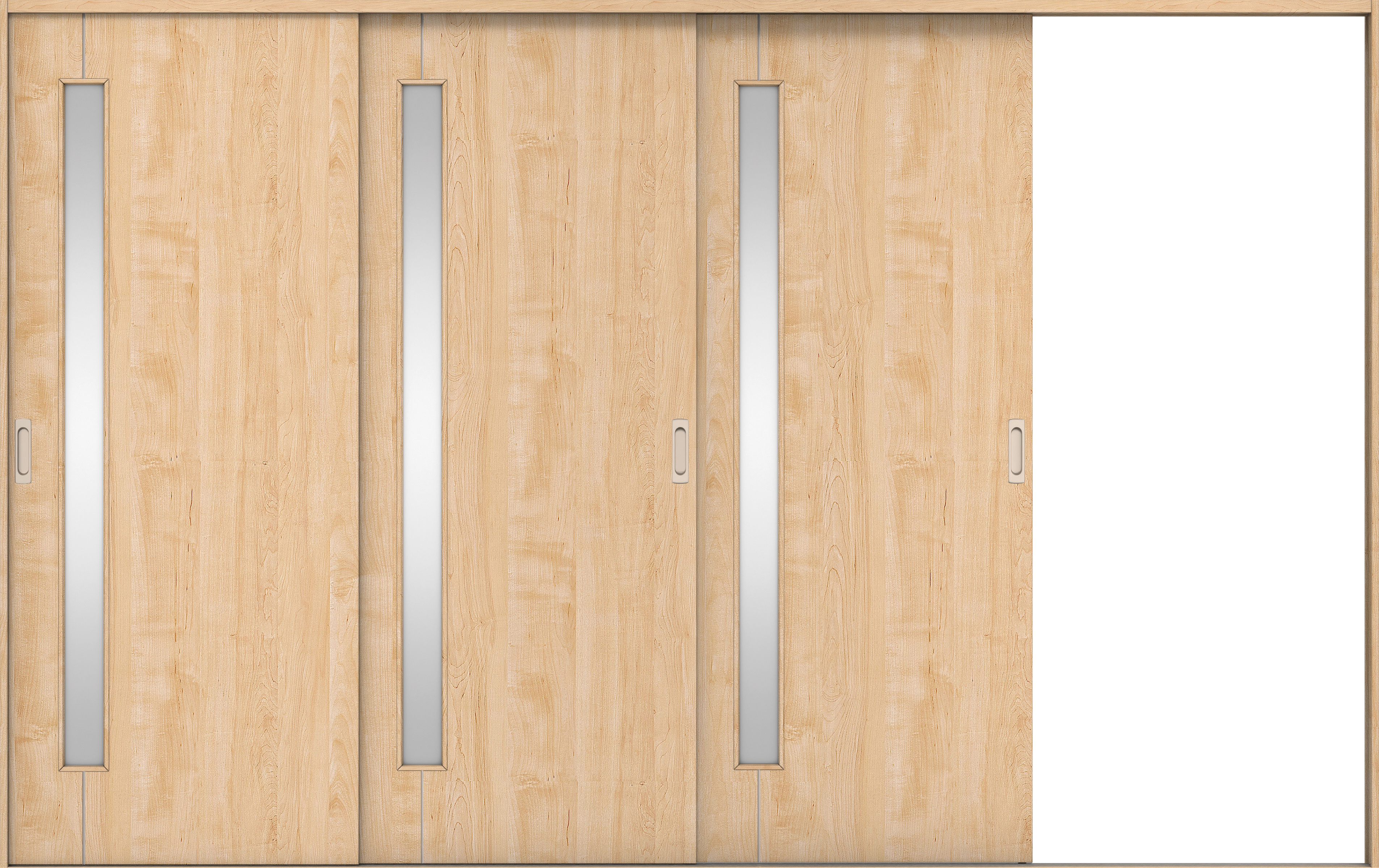 リビングドア　イエリア　引戸・３枚片引　扉セット　Ｄ４デザイン　３２２９幅用　２０００高　〈ミルベージュ柄〉　右引用　錠なし　ラクラクローズ付