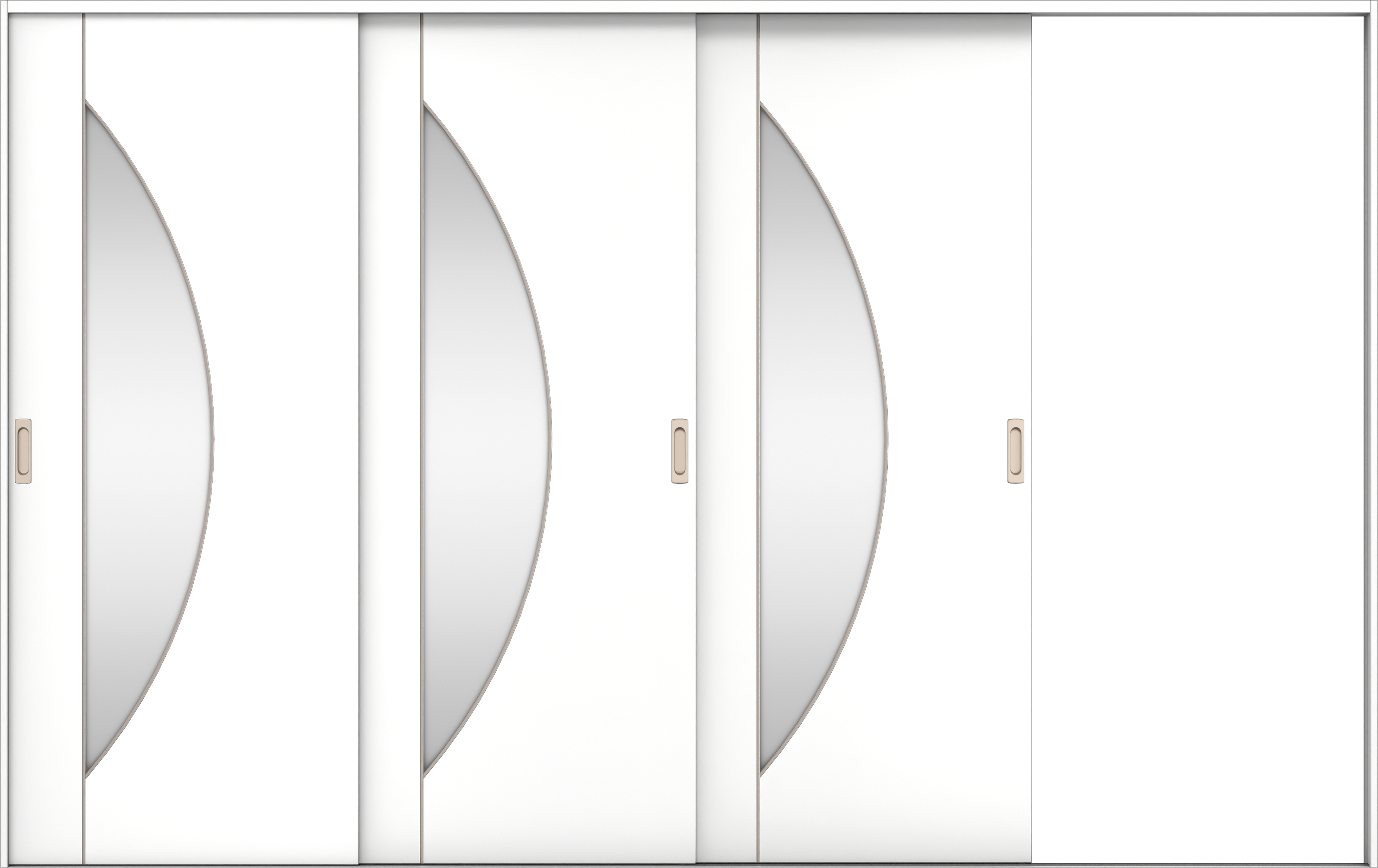 リビングドア　イエリア　引戸・３枚片引　扉セット　Ｄ５デザイン　３２２９幅用　２０００高　〈パウダーホワイト柄〉　右引用　錠なし　ラクラクローズ付