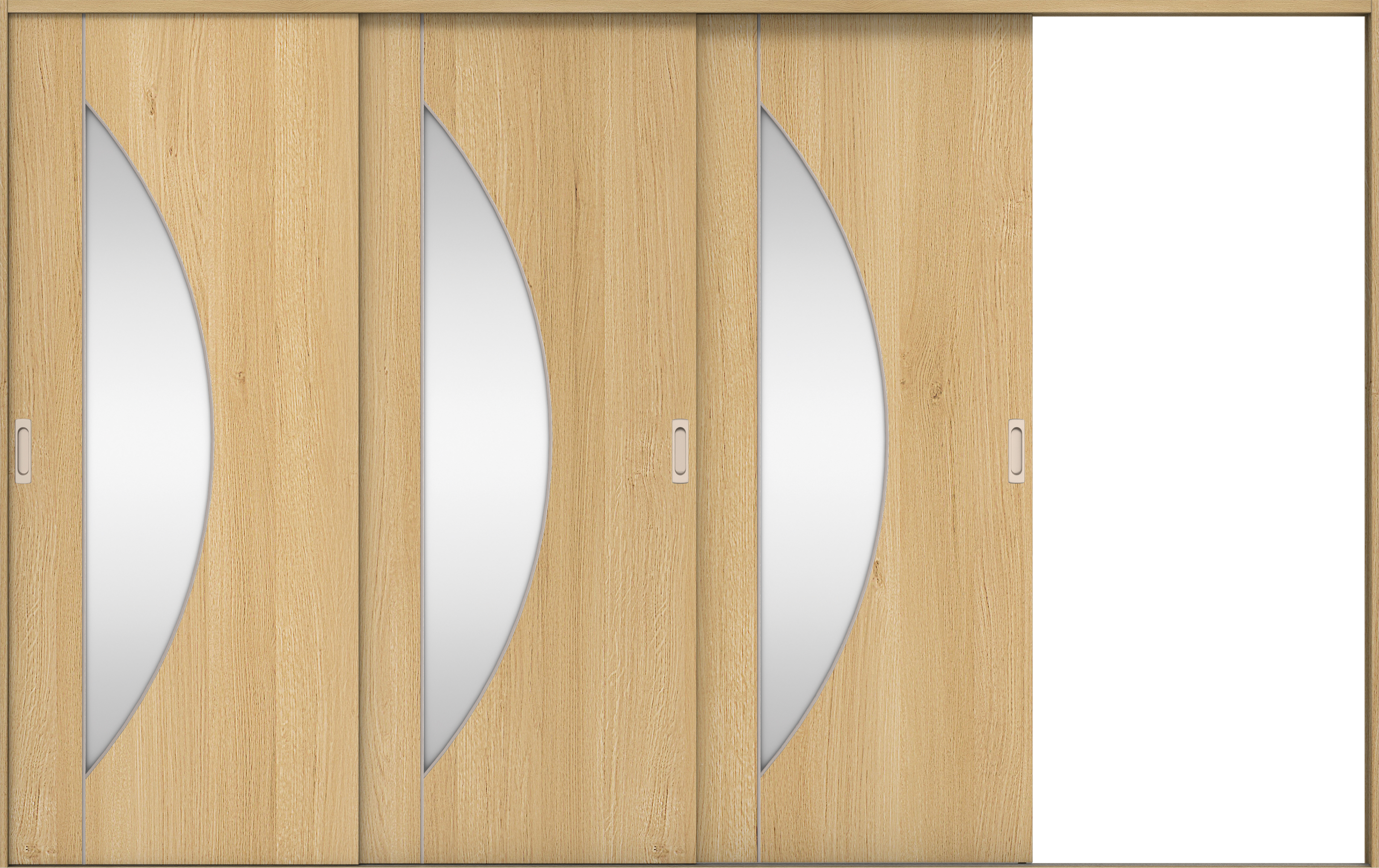 リビングドア　イエリア　引戸・３枚片引　扉セット　Ｄ５デザイン　３２２９幅用　２０００高　〈ライトオーカー柄〉　右引用　錠なし　ラクラクローズ付