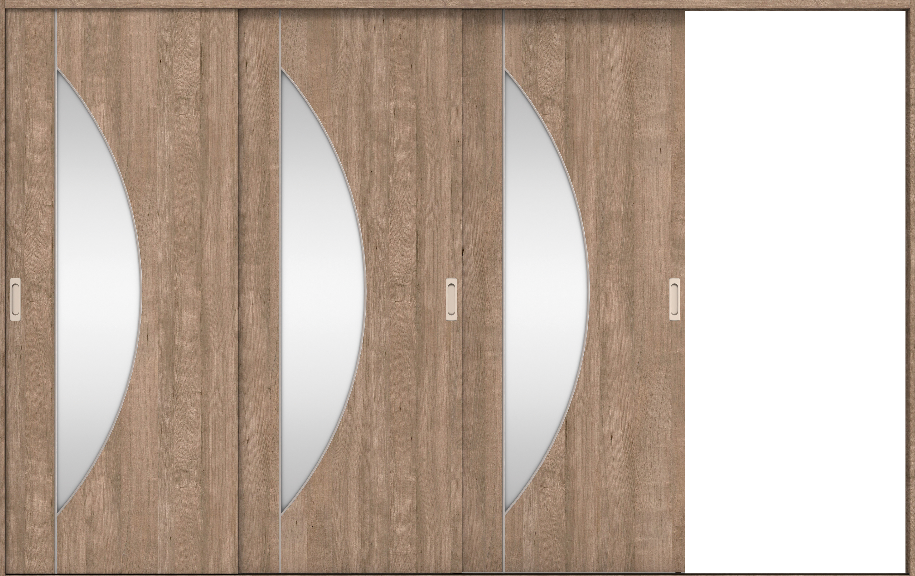 リビングドア　イエリア　引戸・３枚片引　扉セット　Ｄ５デザイン　３２２９幅用　２０００高　〈トープグレー柄〉　右引用　錠なし　ラクラクローズ付