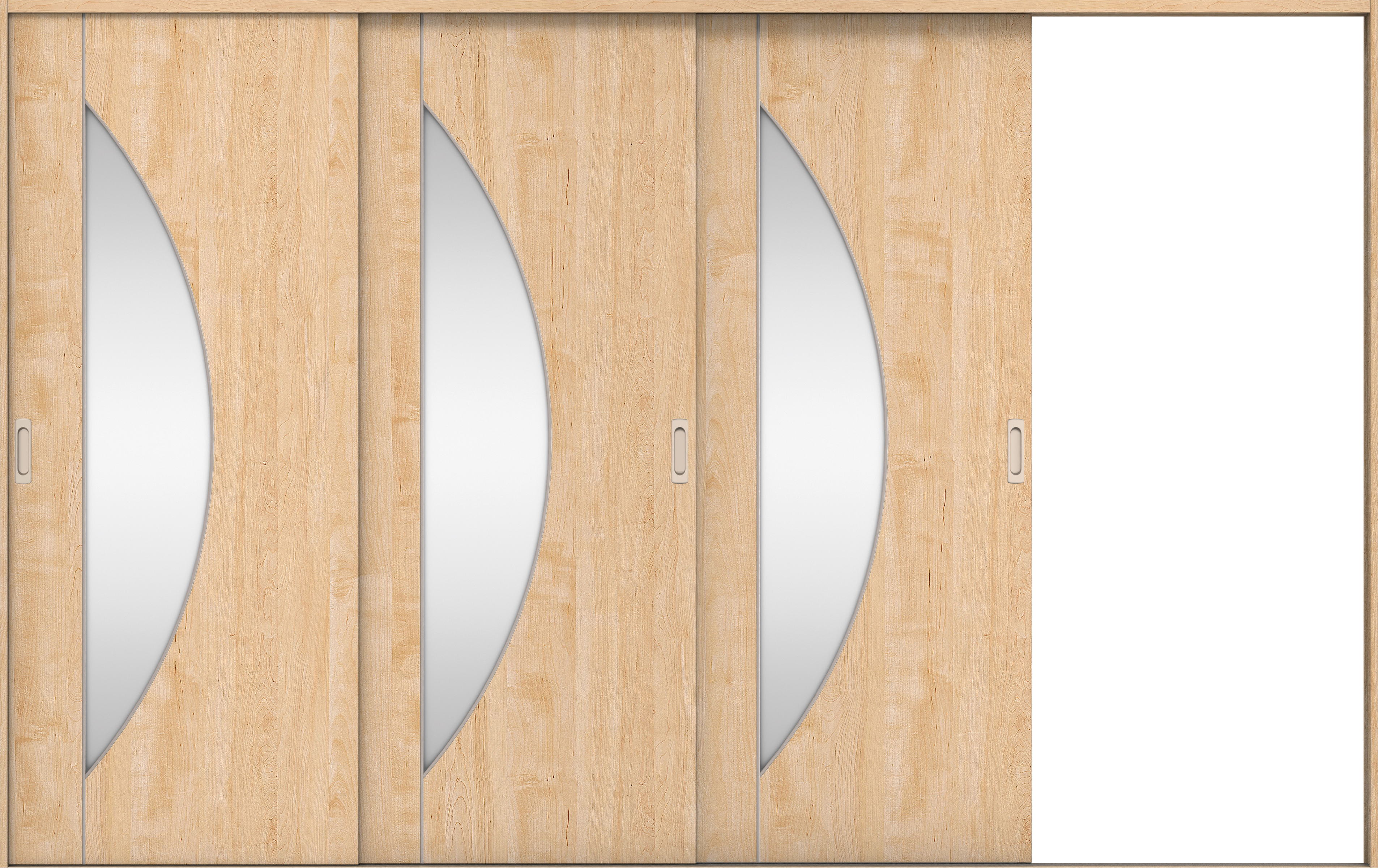 リビングドア　イエリア　引戸・３枚片引　扉セット　Ｄ５デザイン　３２２９幅用　２０００高　〈ミルベージュ柄〉　右引用　錠なし　ラクラクローズ付