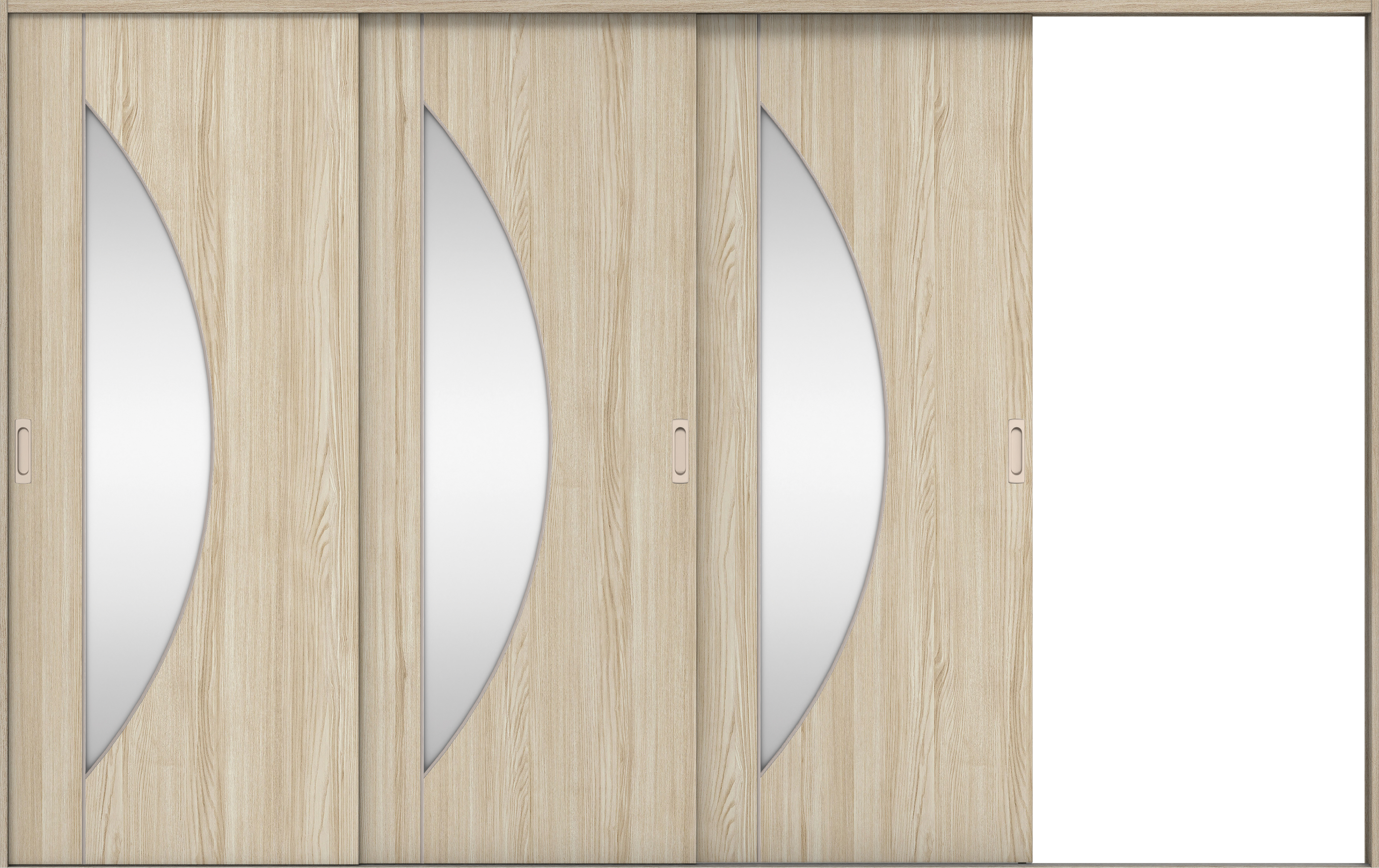 リビングドア　イエリア　引戸・３枚片引　扉セット　Ｄ５デザイン　３２２９幅用　２０００高　〈ソフトグレージュ柄〉　右引用　錠なし　ラクラクローズ付