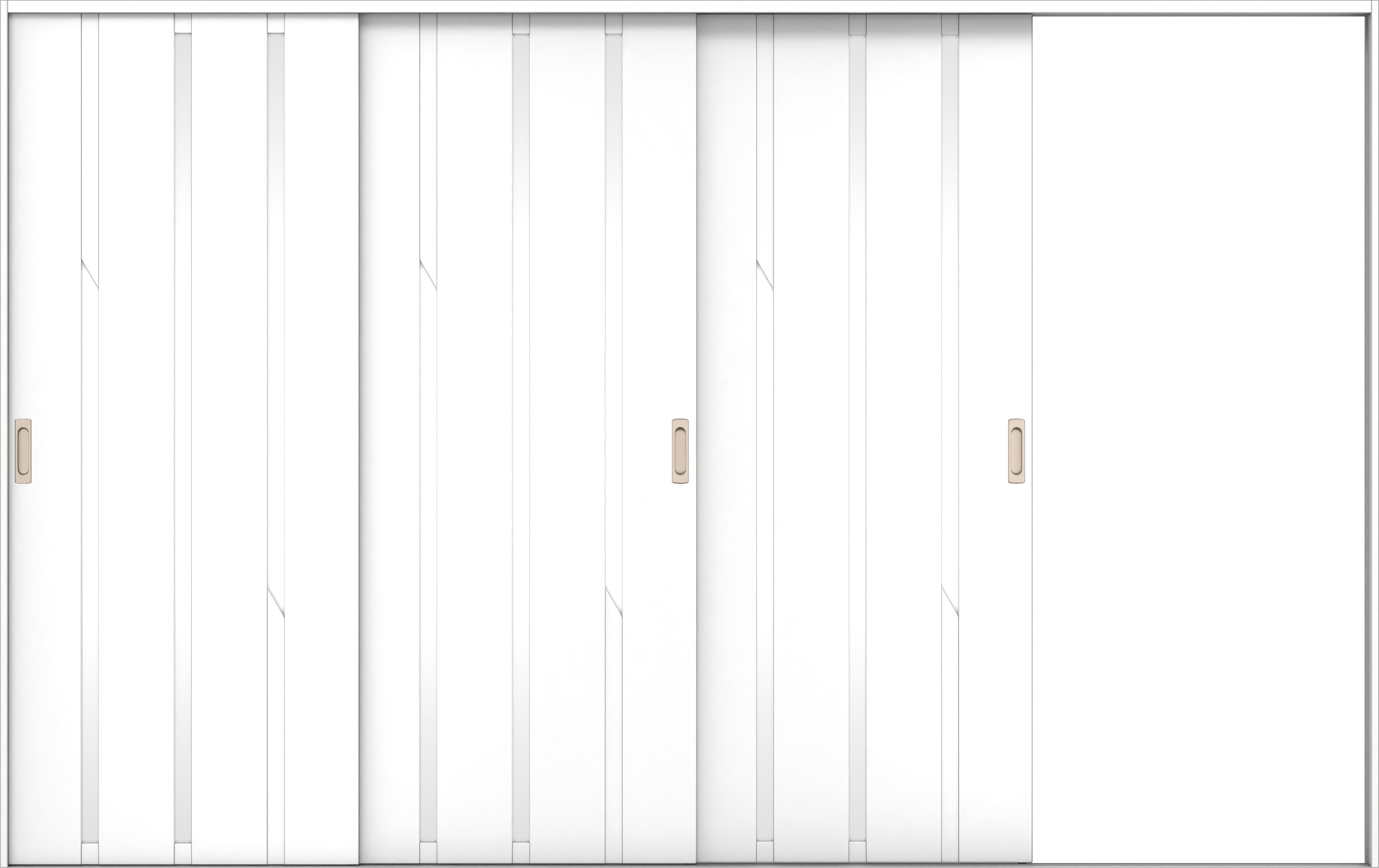 リビングドア　イエリア　引戸・３枚片引　扉セット　Ｅ３デザイン　３２２９幅用　２０００高　〈パウダーホワイト柄〉　右引用　錠なし　ラクラクローズ付