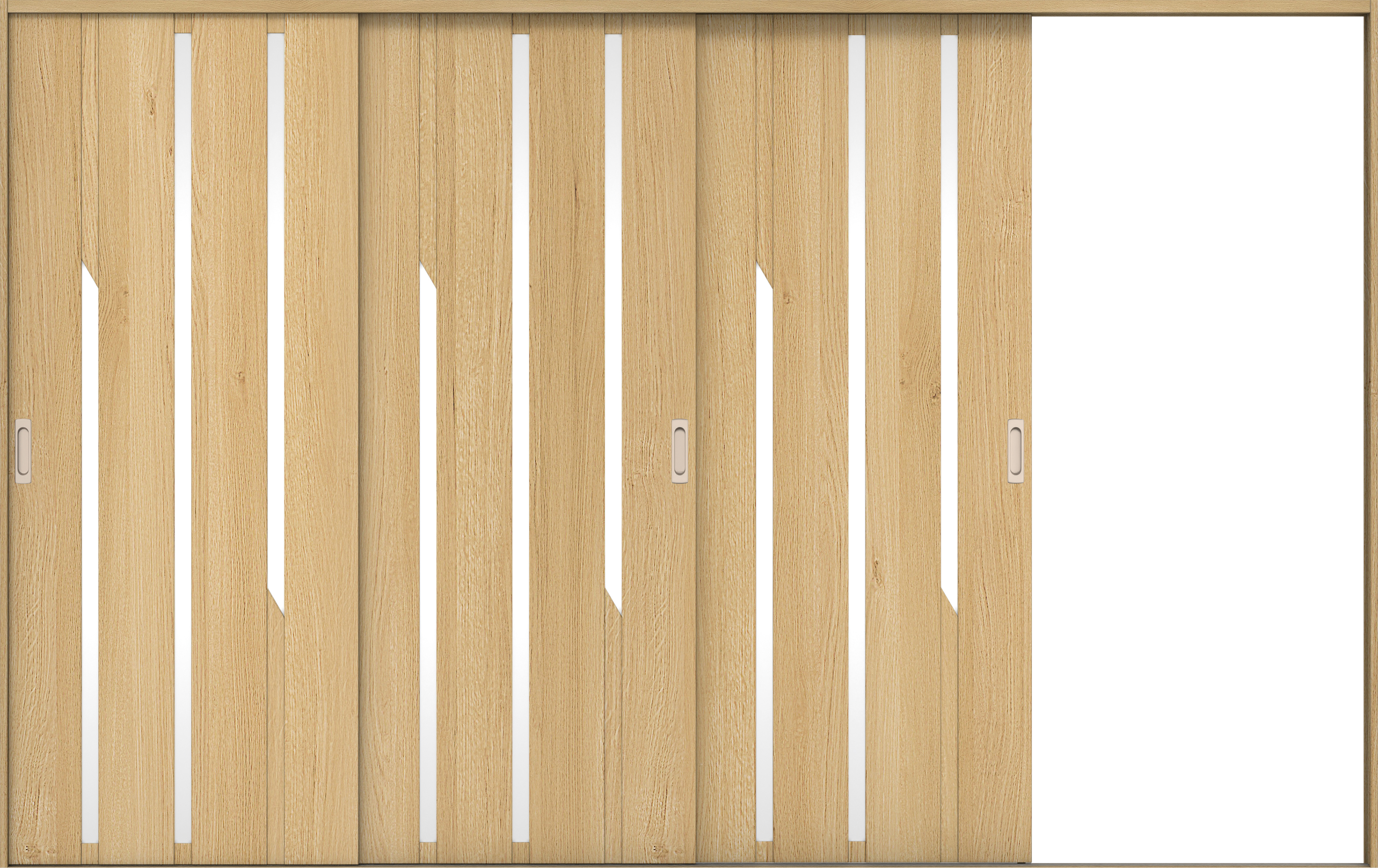 リビングドア　イエリア　引戸・３枚片引　扉セット　Ｅ３デザイン　３２２９幅用　２０００高　〈ライトオーカー柄〉　右引用　錠なし　ラクラクローズ付