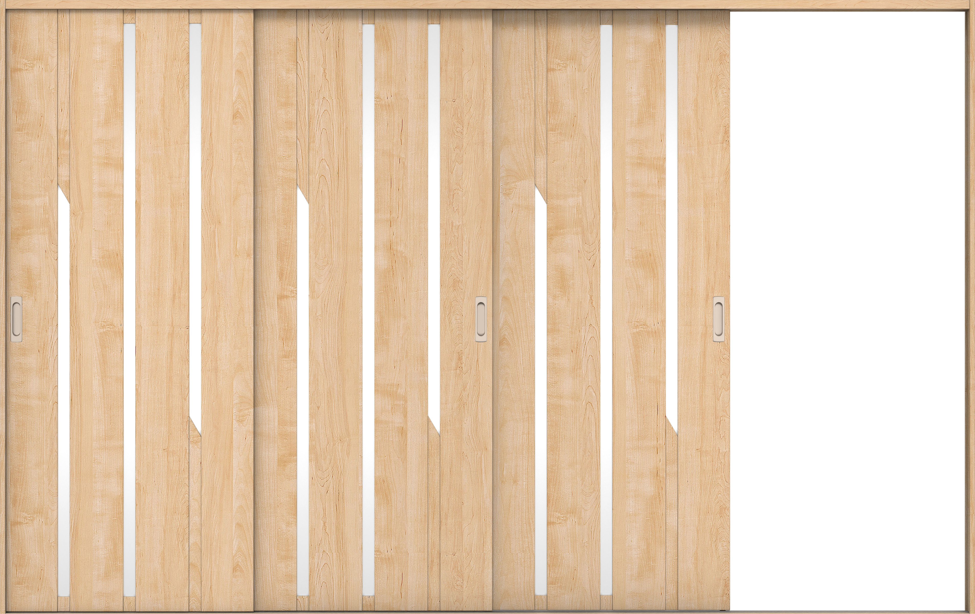 リビングドア　イエリア　引戸・３枚片引　扉セット　Ｅ３デザイン　３２２９幅用　２０００高　〈ミルベージュ柄〉　右引用　錠なし　ラクラクローズ付