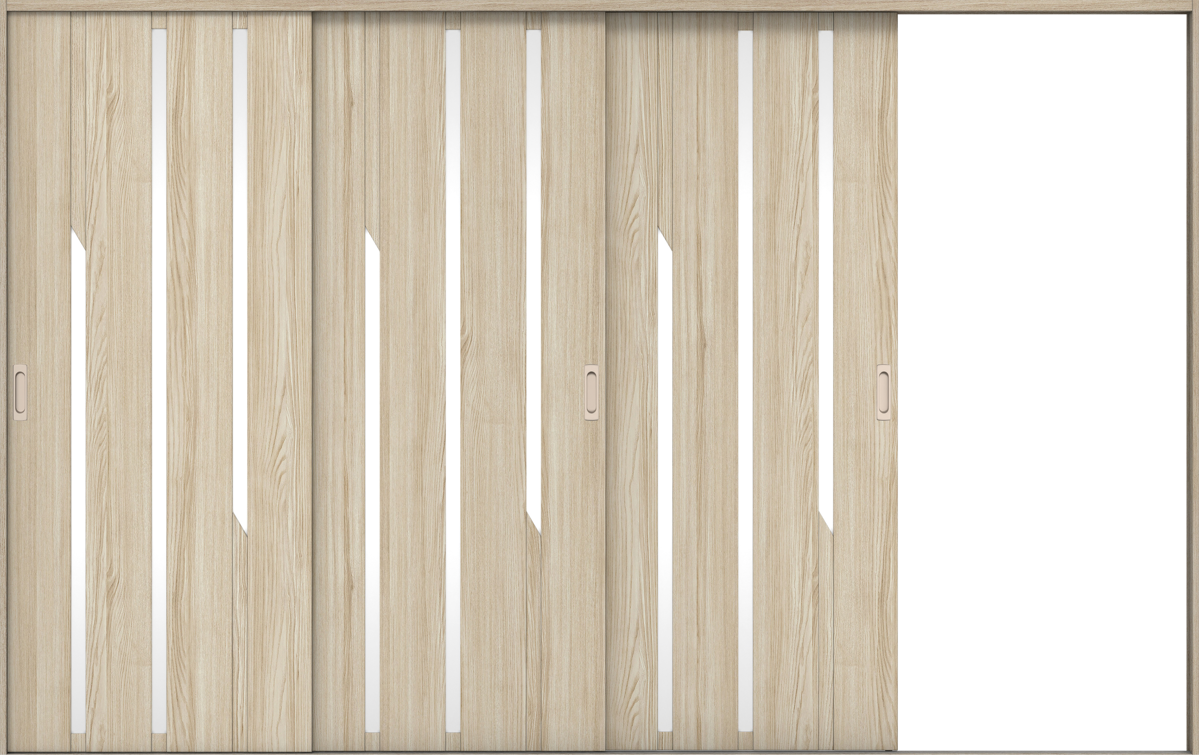 リビングドア　イエリア　引戸・３枚片引　扉セット　Ｅ３デザイン　３２２９幅用　２０００高　〈ソフトグレージュ柄〉　右引用　錠なし　ラクラクローズ付