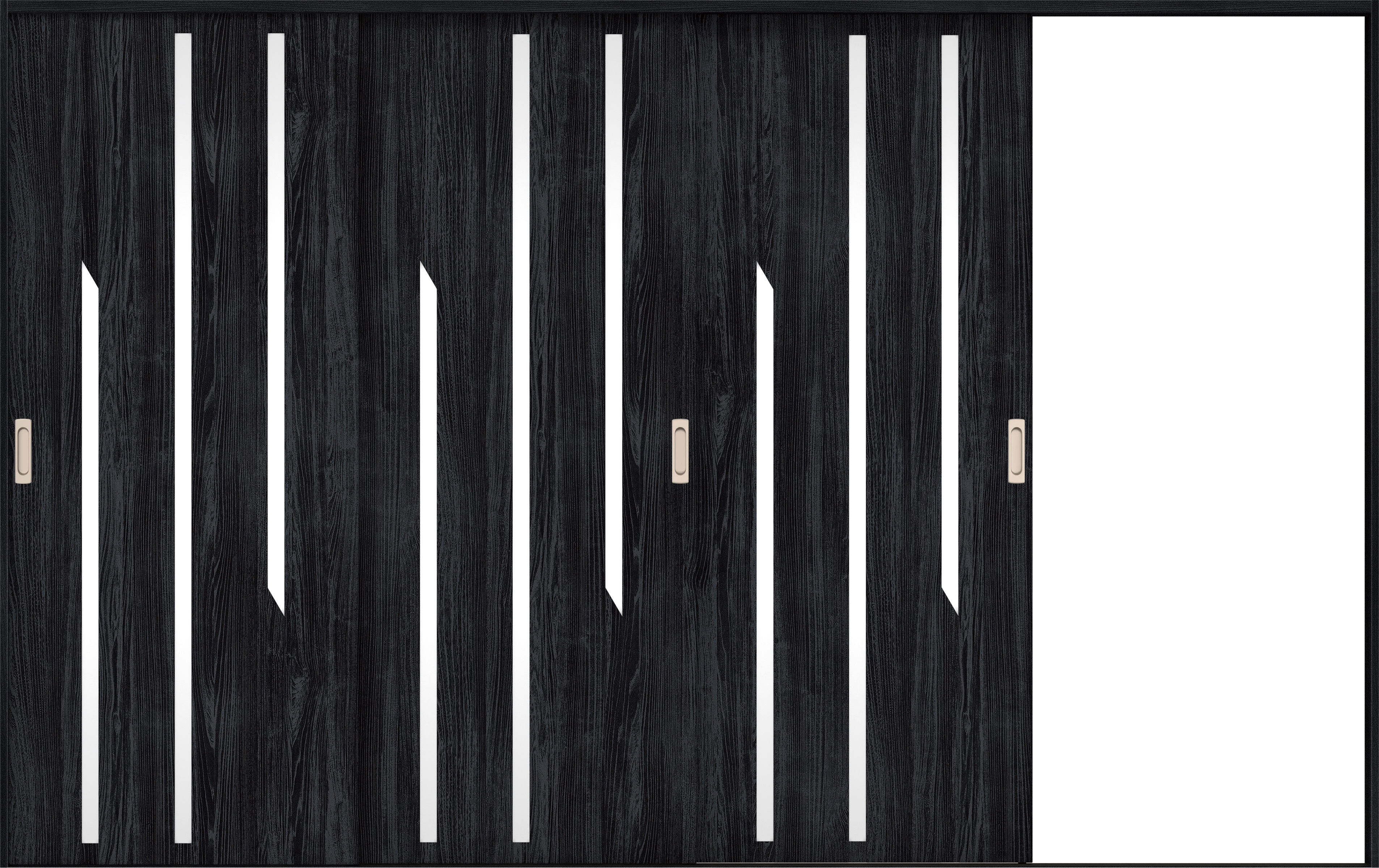 リビングドア　イエリア　引戸・３枚片引　扉セット　Ｅ３デザイン　３２２９幅用　２０００高　〈モスブラック柄〉　右引用　錠なし　ラクラクローズ付