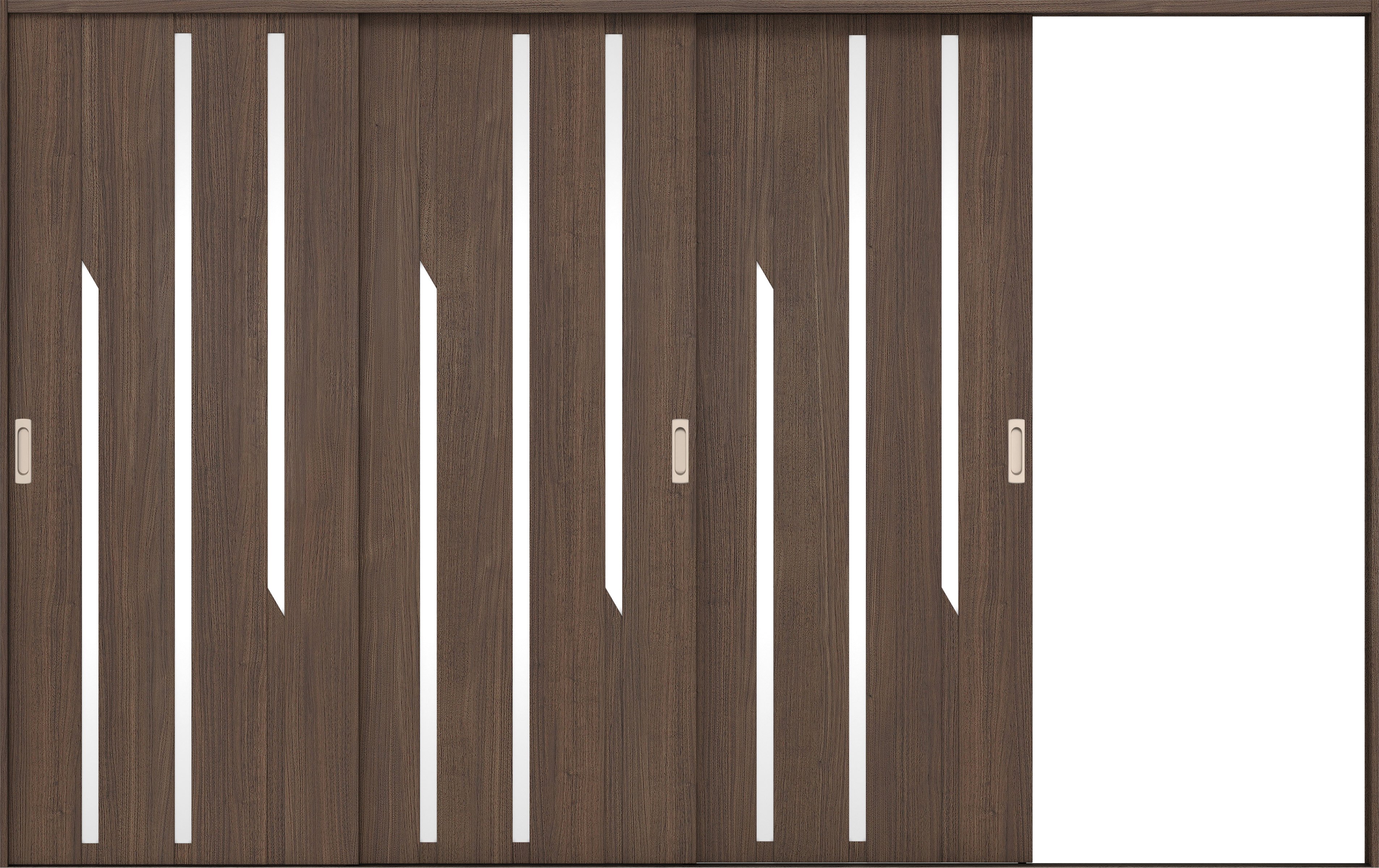 リビングドア　イエリア　引戸・３枚片引　扉セット　Ｅ３デザイン　３２２９幅用　２０００高　〈ダルブラウン柄〉　右引用　錠なし　ラクラクローズ付