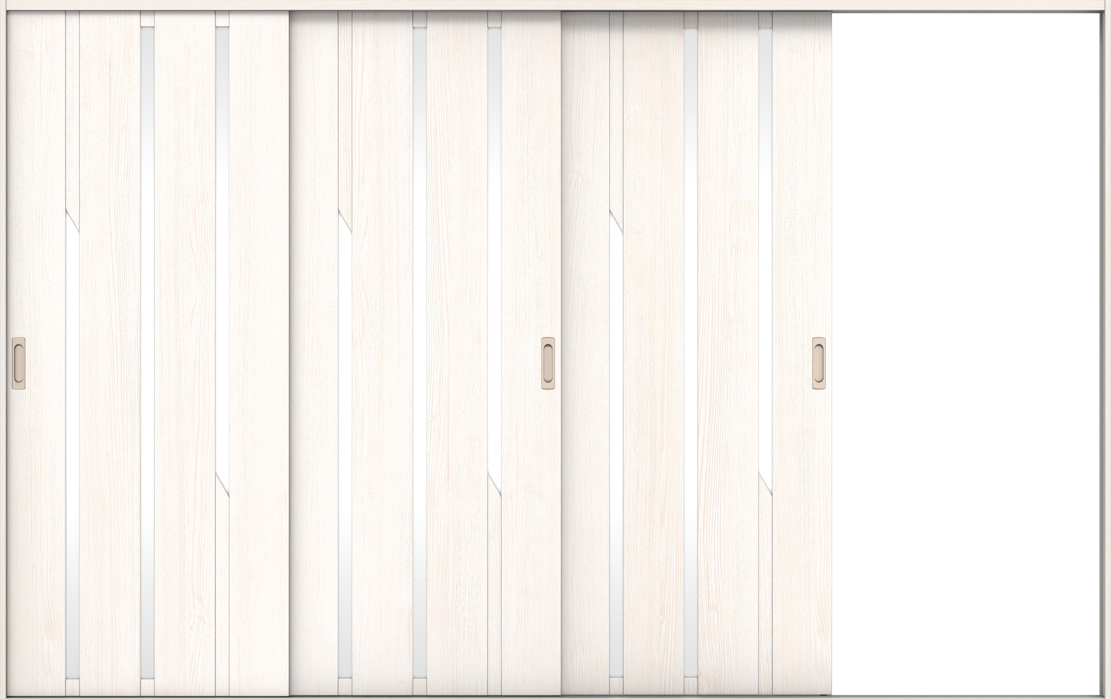 リビングドア　イエリア　引戸・３枚片引　扉セット　Ｅ３デザイン　３２２９幅用　２０００高　〈ネオホワイト柄〉　右引用　錠なし　ラクラクローズ付