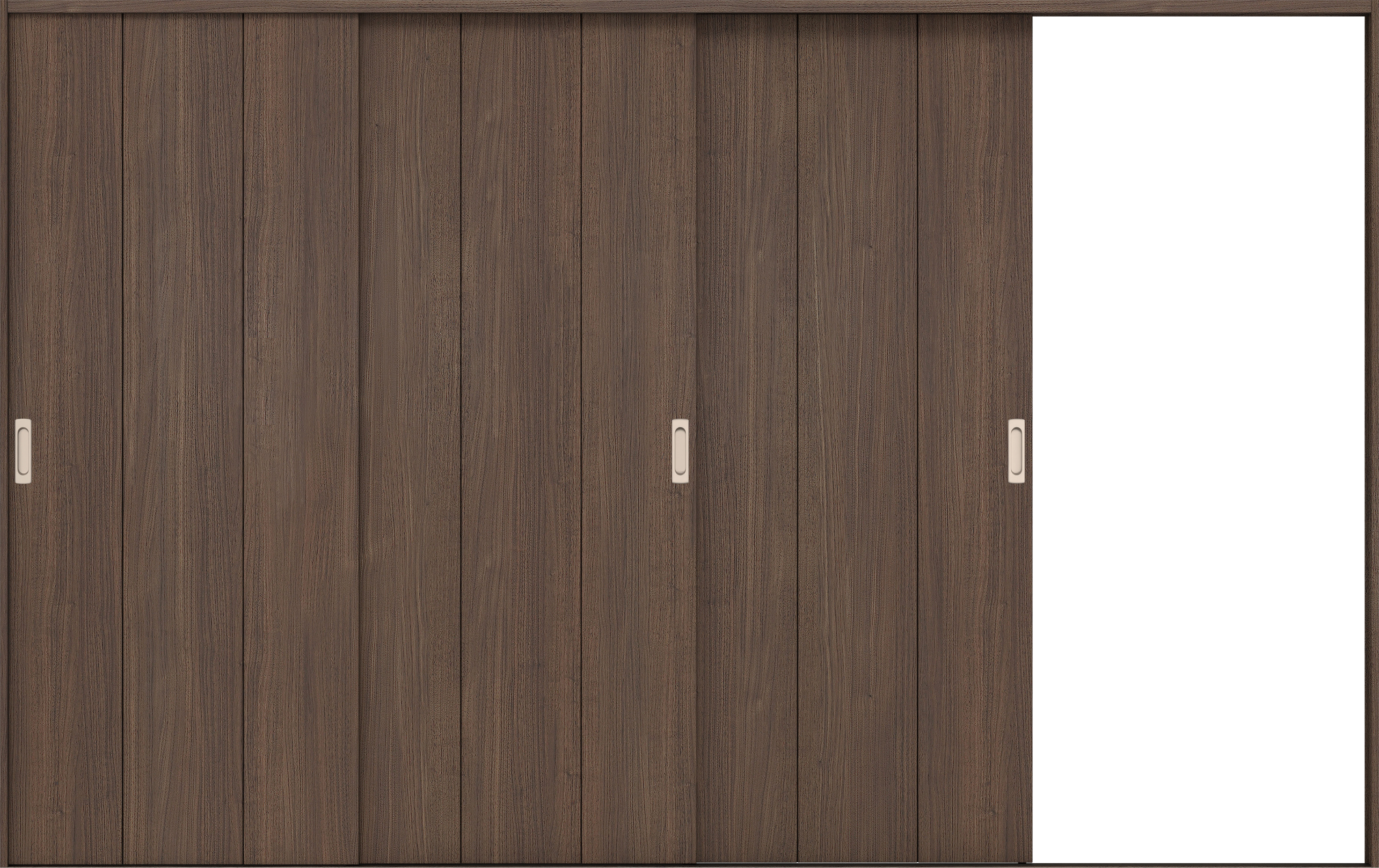 リビングドア　イエリア　引戸・３枚片引　扉セット　Ｇ１デザイン　３２２９幅用　２０００高　〈ダルブラウン柄〉　右引用　錠なし　ラクラクローズ付