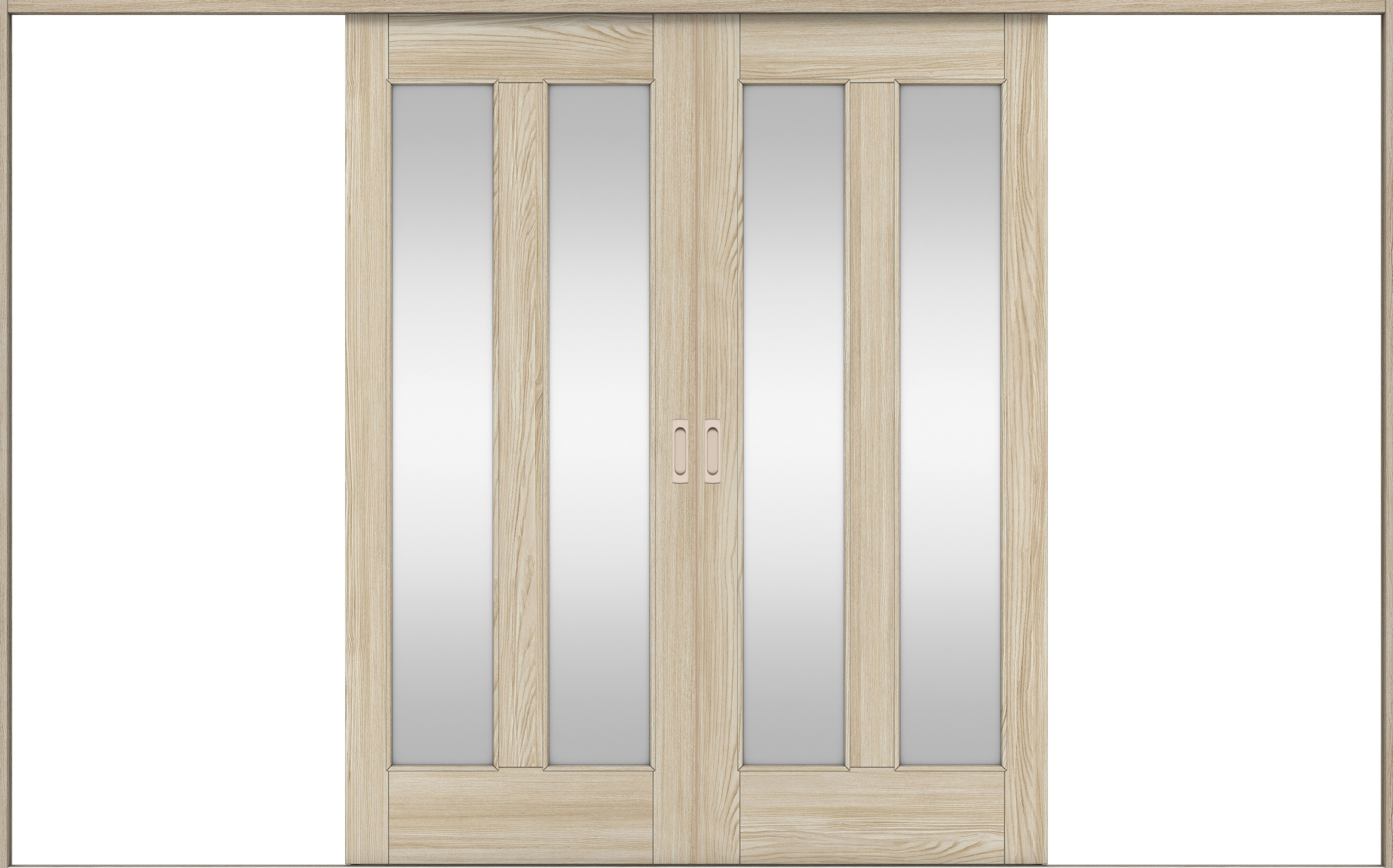 リビングドア　イエリア　引戸・引分　扉セット　０６デザイン　３２６６幅用　２０００高　〈ソフトグレージュ柄〉　左右兼用　錠なし　ラクラクローズ付