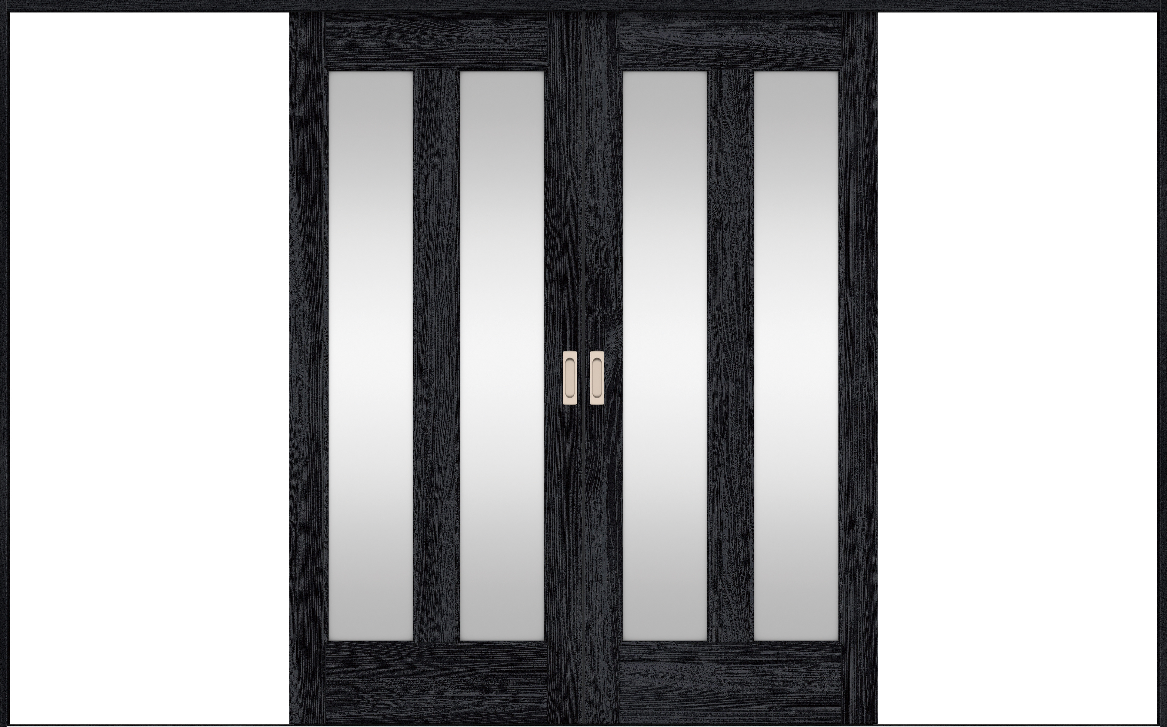 リビングドア　イエリア　引戸・引分　扉セット　０６デザイン　３２６６幅用　２０００高　〈モスブラック柄〉　左右兼用　錠なし　ラクラクローズ付