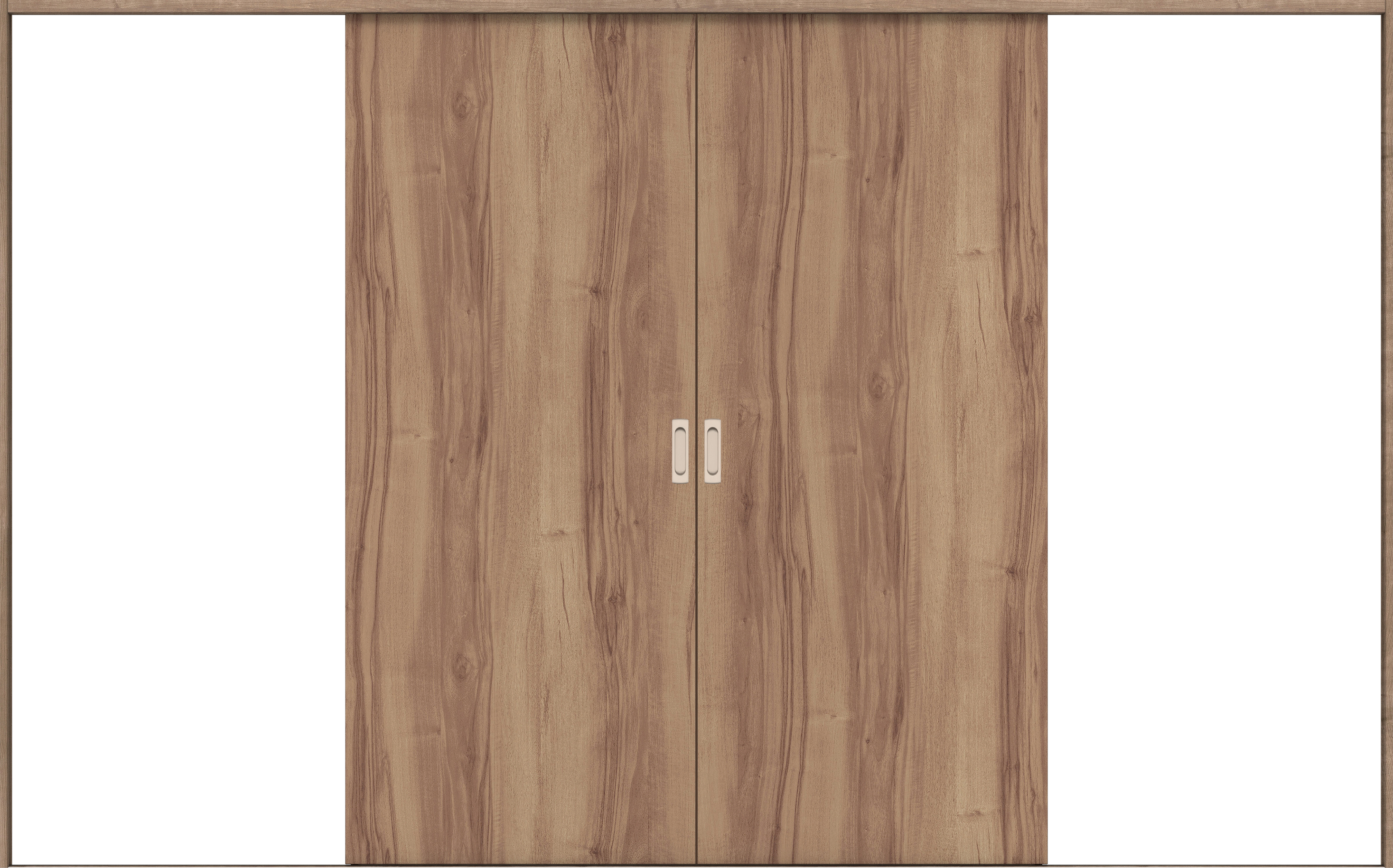 リビングドア　イエリア　引戸・引分　扉セット　００デザイン　３２６６幅用　２０００高　〈バームブラウン柄〉　左右兼用　錠なし　ラクラクローズ付