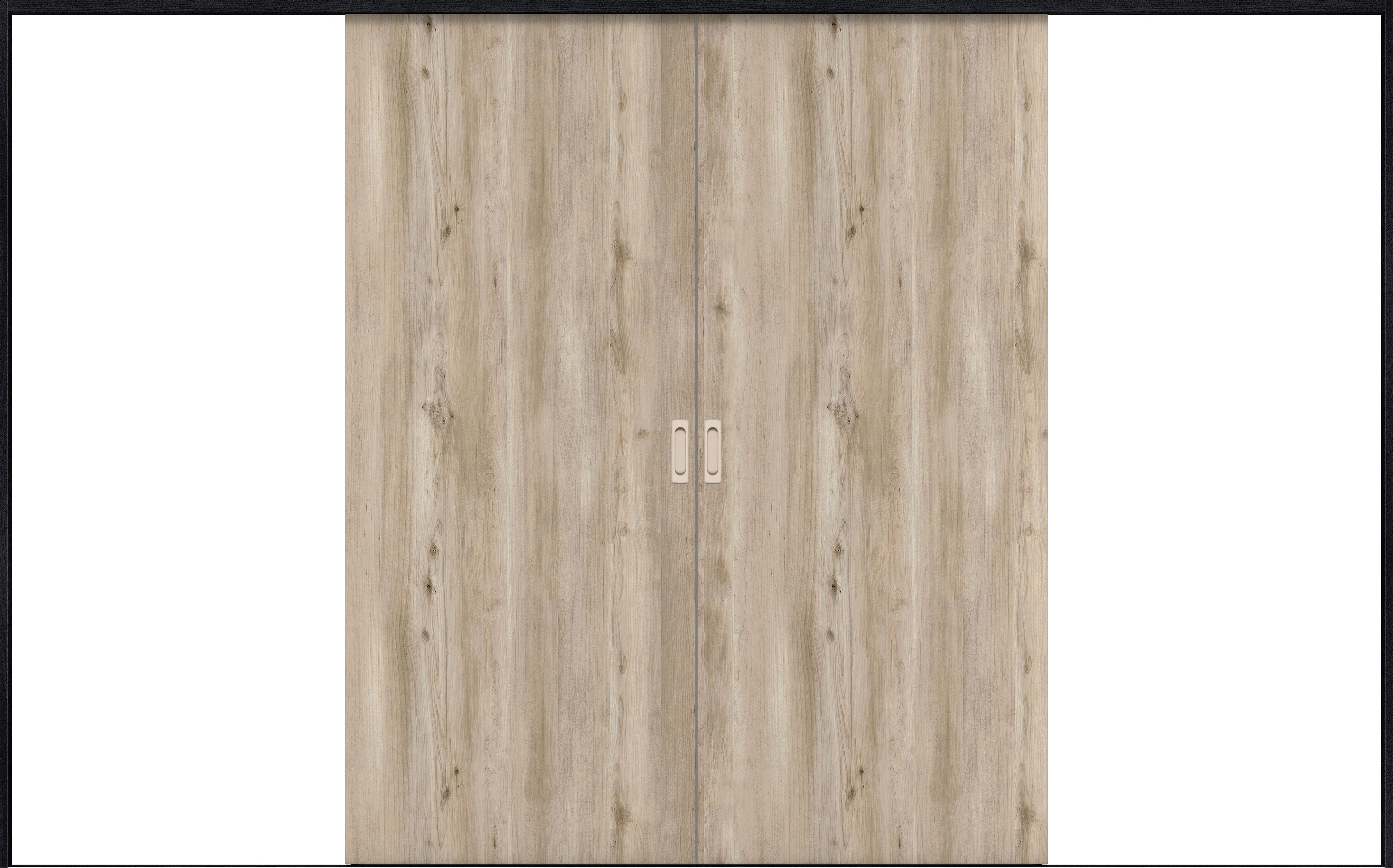 リビングドア　イエリア　引戸・引分　扉セット　００デザイン　３２６６幅用　２０００高　〈スモークグレー柄〉　左右兼用　錠なし　ラクラクローズ付