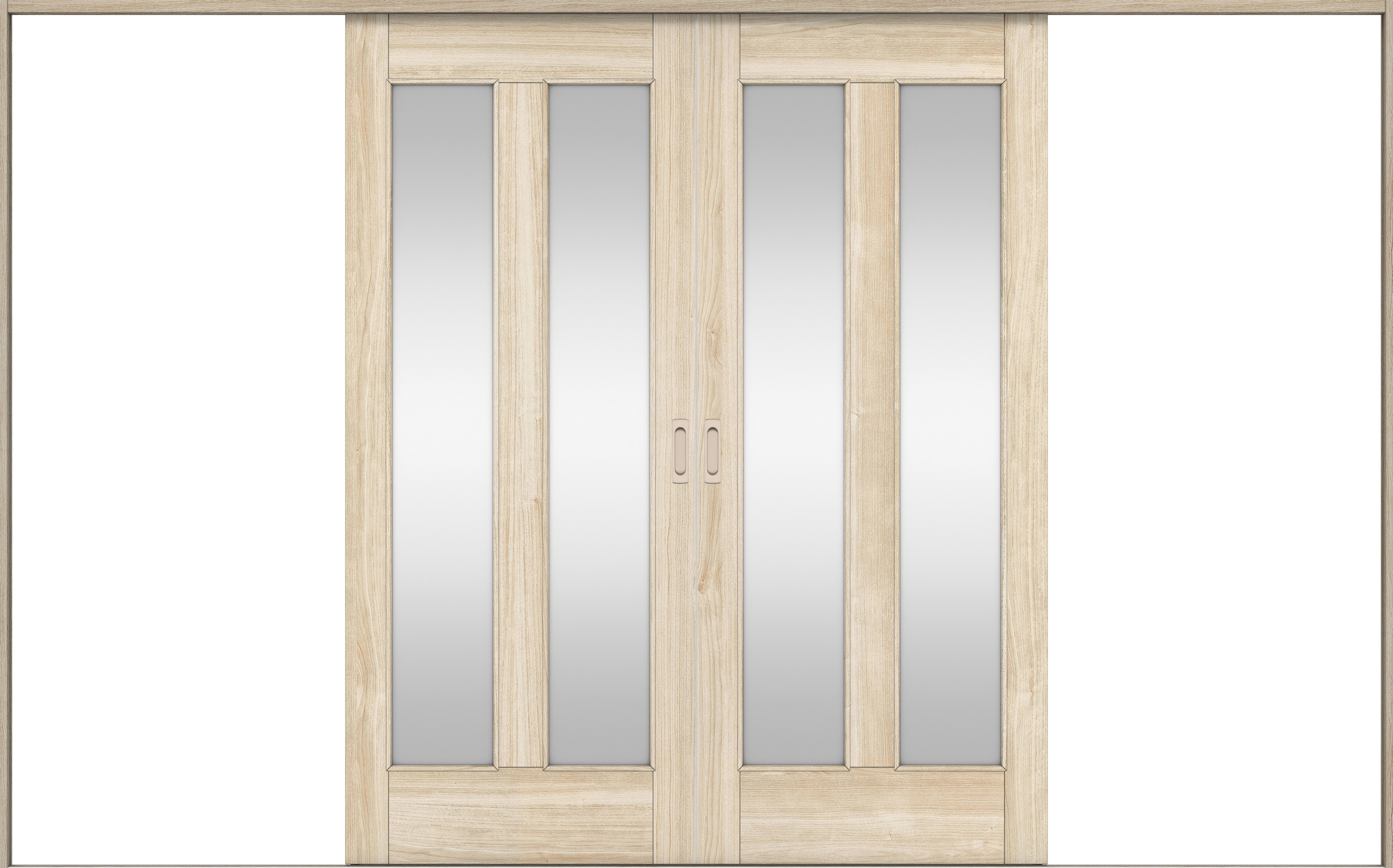 リビングドア　イエリア　引戸・引分　扉セット　０６デザイン　３２６６幅用　２０００高　〈コットンベージュ柄〉　左右兼用　錠なし　ラクラクローズ付