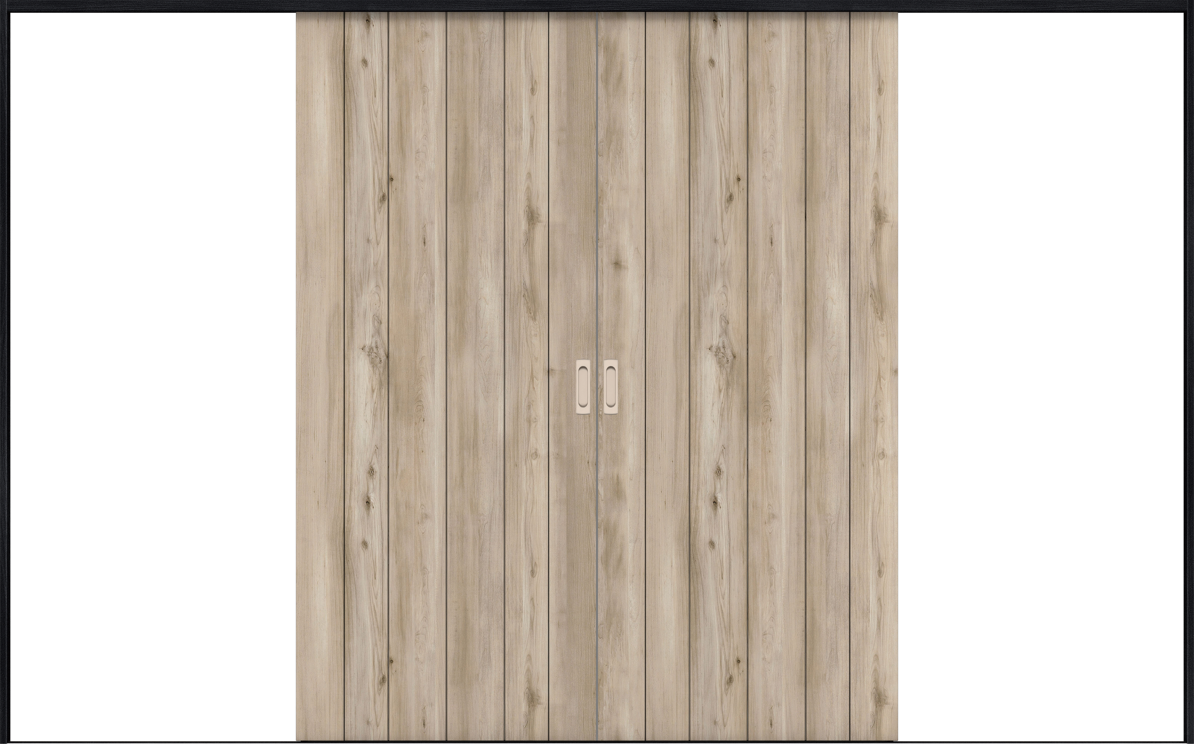 リビングドア　イエリア　引戸・引分　扉セット　０Ｓデザイン　３２６６幅用　２０００高　〈スモークグレー柄〉　左右兼用　錠なし　ラクラクローズ付