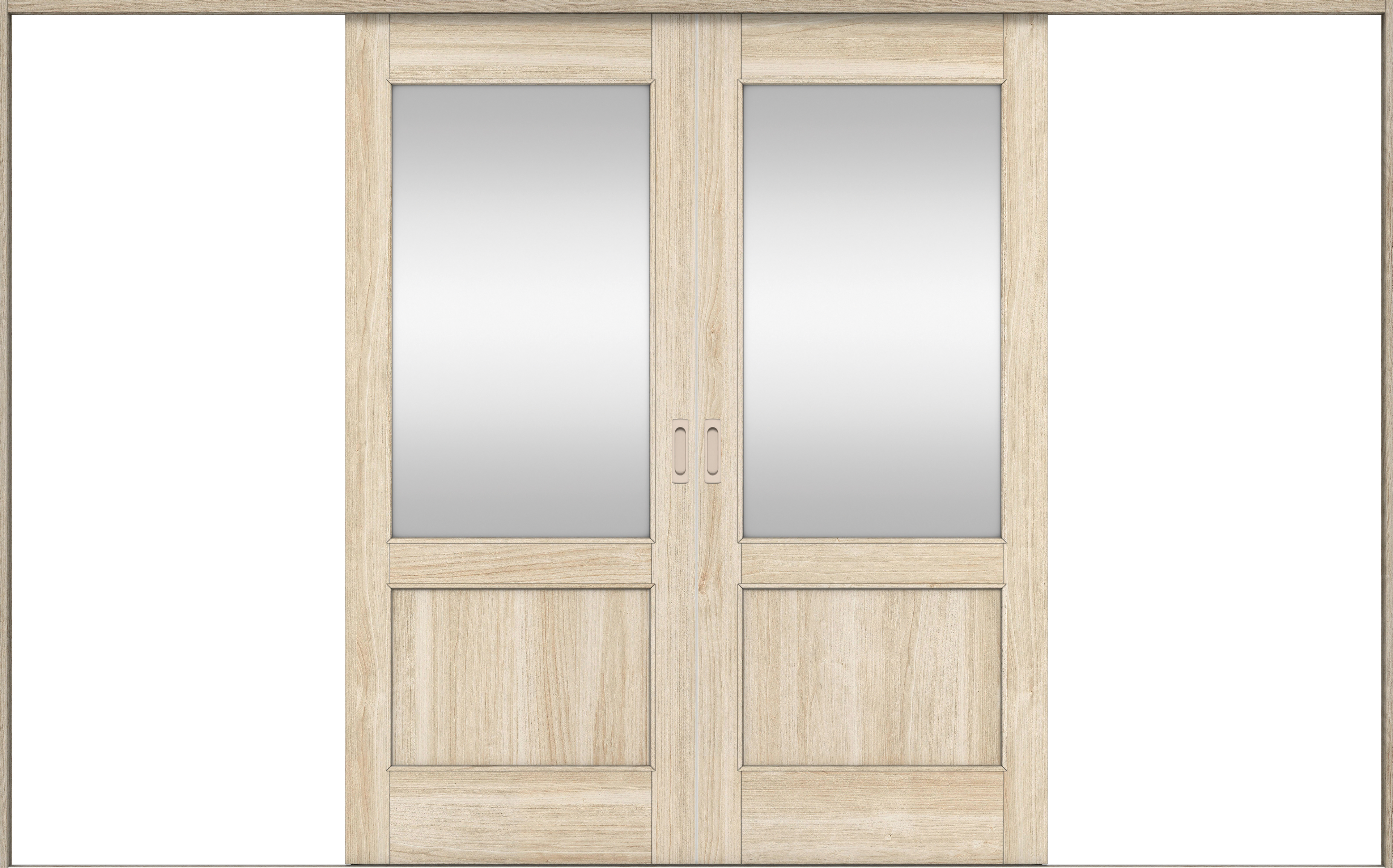 リビングドア　イエリア　引戸・引分　扉セット　２６デザイン　３２６６幅用　２０００高　〈コットンベージュ柄〉　左右兼用　錠なし　ラクラクローズ付