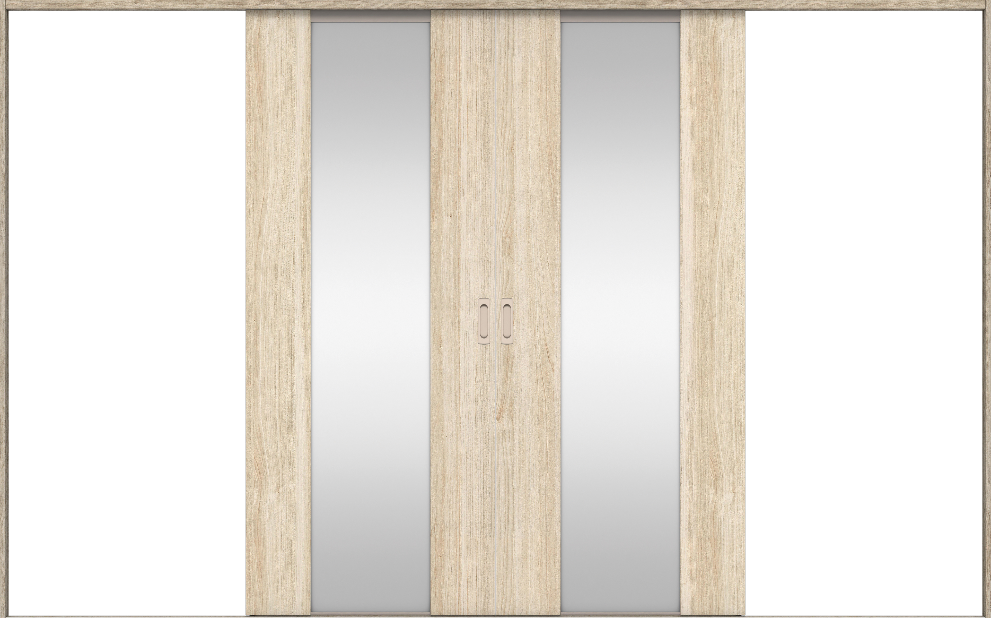 リビングドア　イエリア　引戸・引分　扉セット　４Ｐデザイン　３２６６幅用　２０００高　〈コットンベージュ柄〉　左右兼用　錠なし　ラクラクローズ付