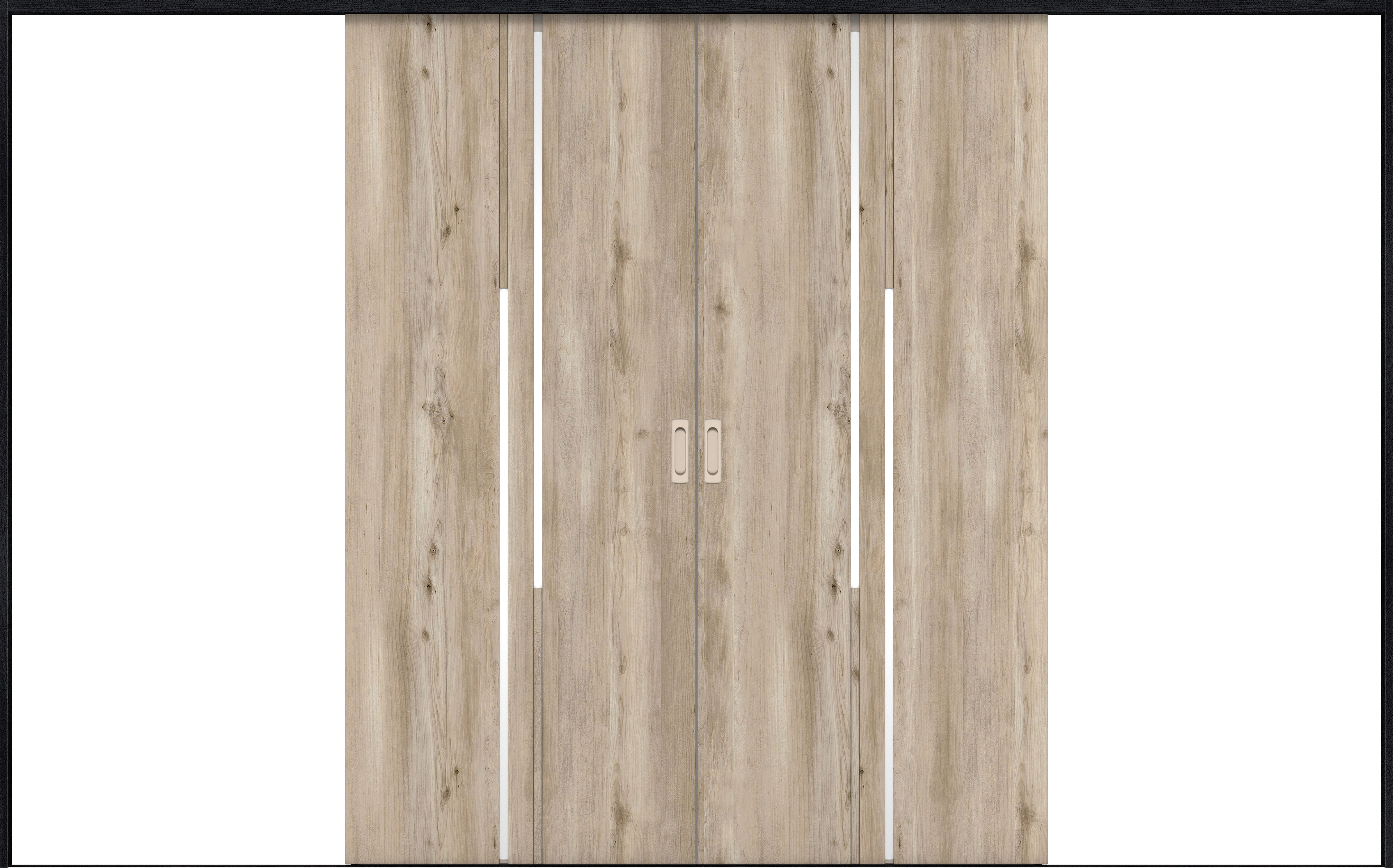 リビングドア　イエリア　引戸・引分　扉セット　７Ｐデザイン　３２６６幅用　２０００高　〈スモークグレー柄〉　左右兼用　錠なし　ラクラクローズ付