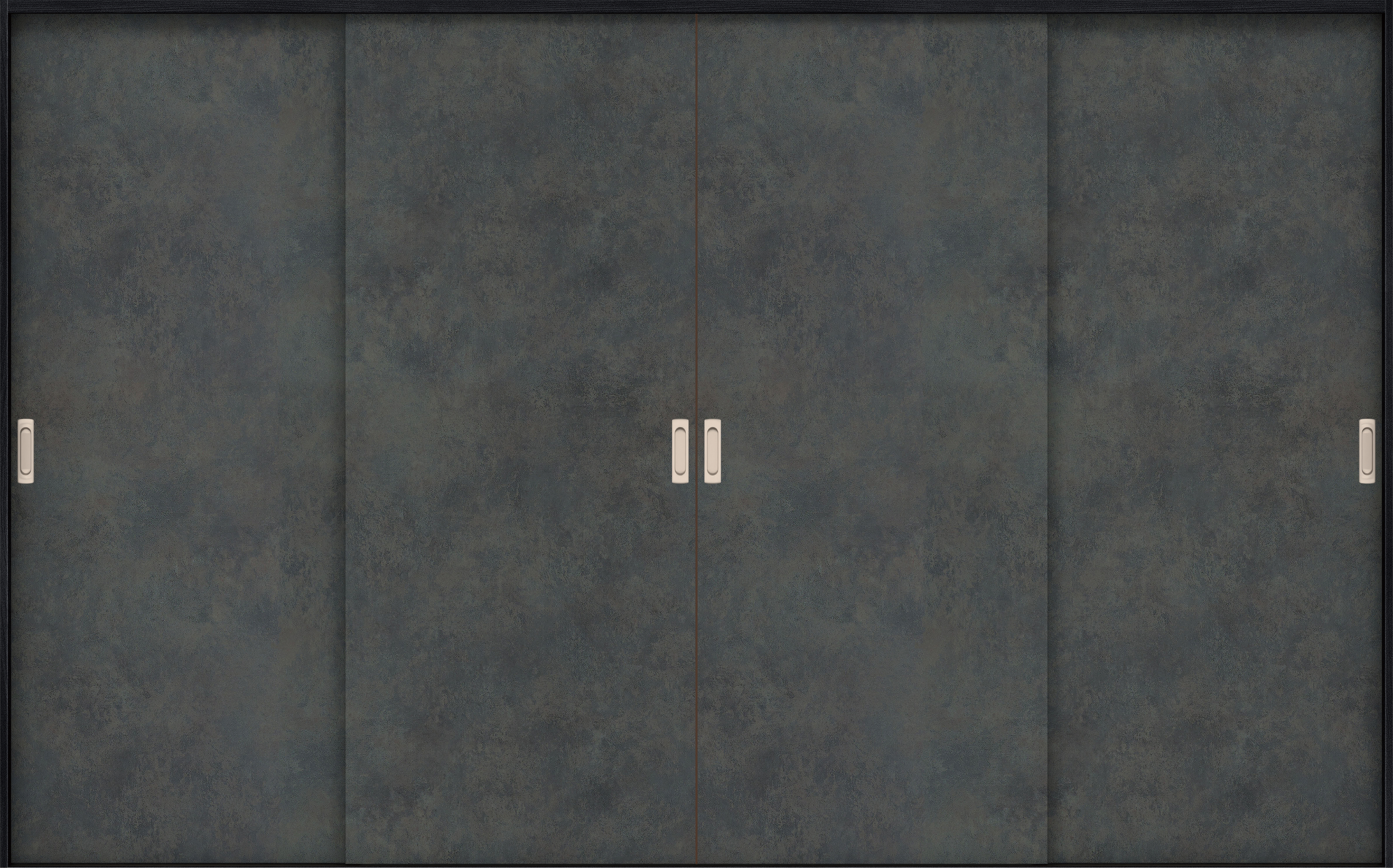 リビングドア　イエリア　引戸・４枚引違　扉セット　００デザイン　３２６６幅用　２０００高　〈アイアンブラック柄〉　左右兼用　錠なし　ラクラクローズ付