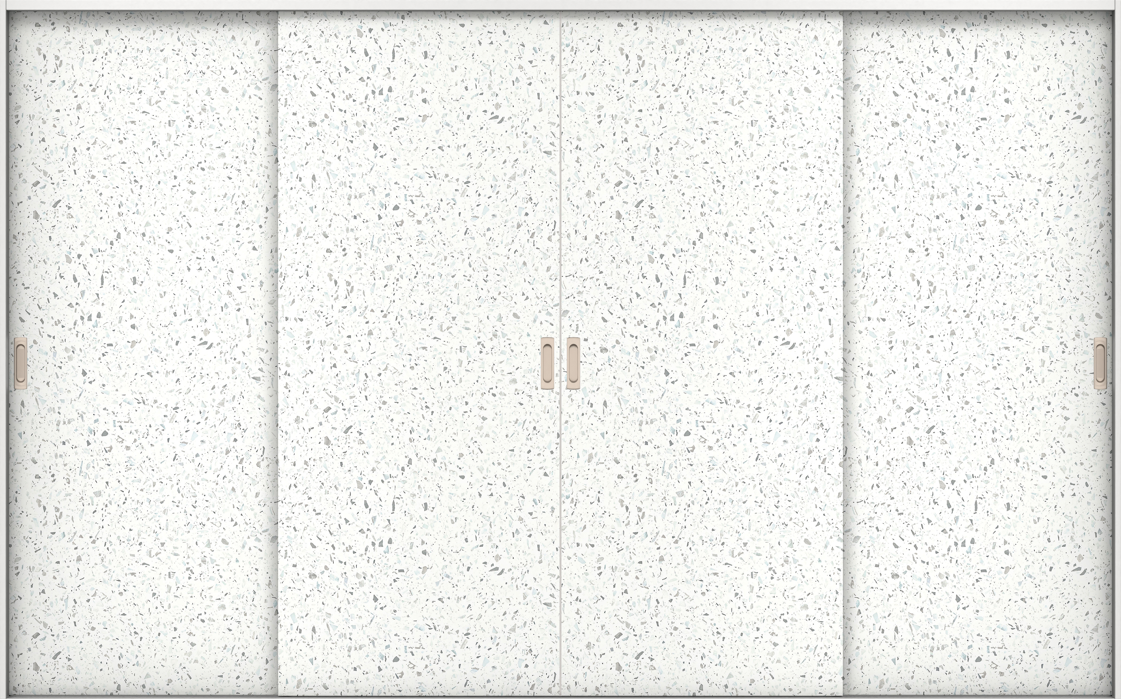 リビングドア　イエリア　引戸・４枚引違　扉セット　００デザイン　３２６６幅用　２０００高　〈テラゾホワイト柄〉　左右兼用　錠なし　ラクラクローズ付