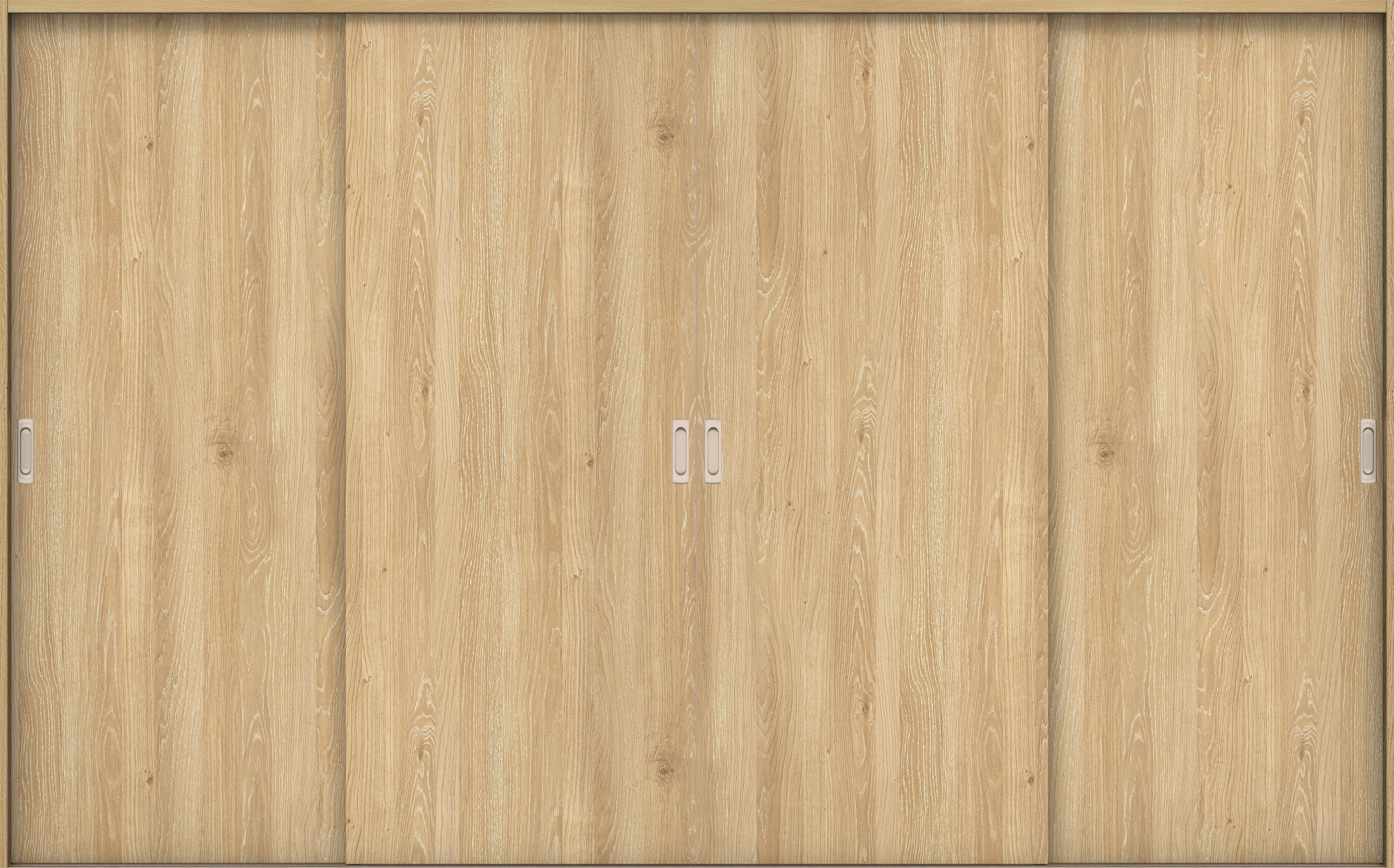 リビングドア　イエリア　引戸・４枚引違　扉セット　００デザイン　３２６６幅用　２０００高　〈ミルキーオーカー柄〉　左右兼用　錠なし　ラクラクローズ付