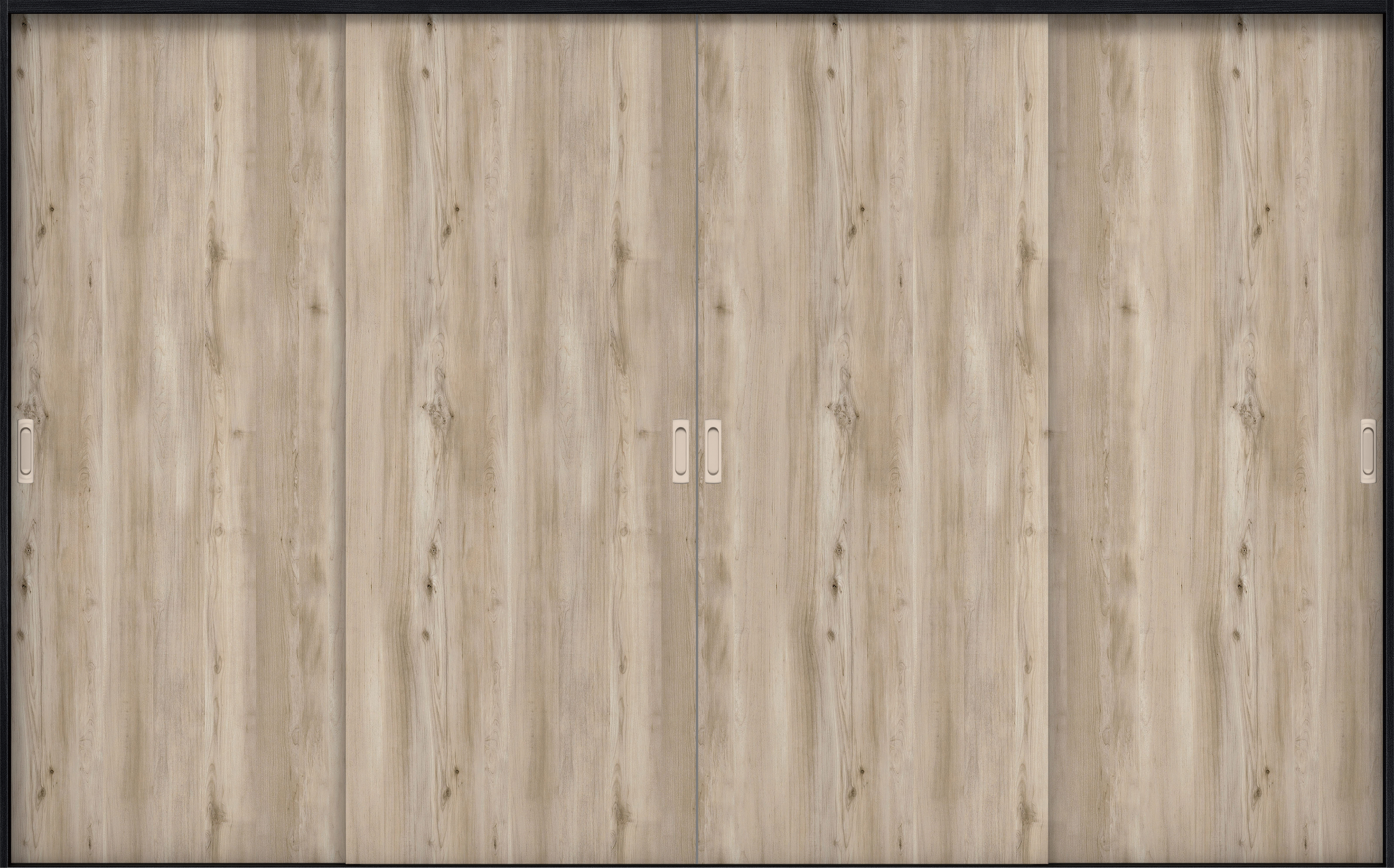 リビングドア　イエリア　引戸・４枚引違　扉セット　００デザイン　３２６６幅用　２０００高　〈スモークグレー柄〉　左右兼用　錠なし　ラクラクローズ付