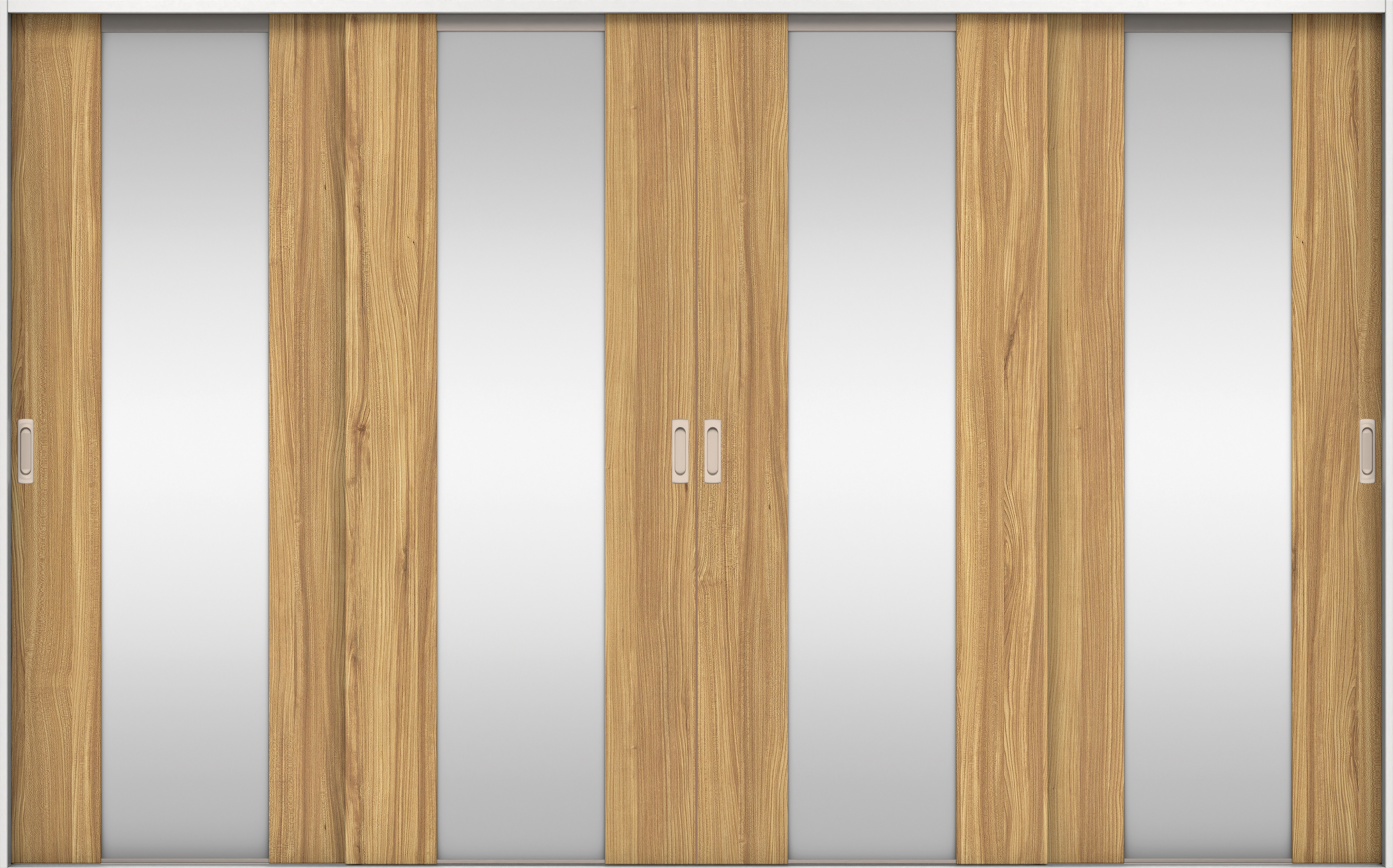 リビングドア　イエリア　引戸・４枚引違　扉セット　４Ｐデザイン　３２６６幅用　２０００高　〈シナモンブラウン柄〉　左右兼用　錠なし　ラクラクローズ付