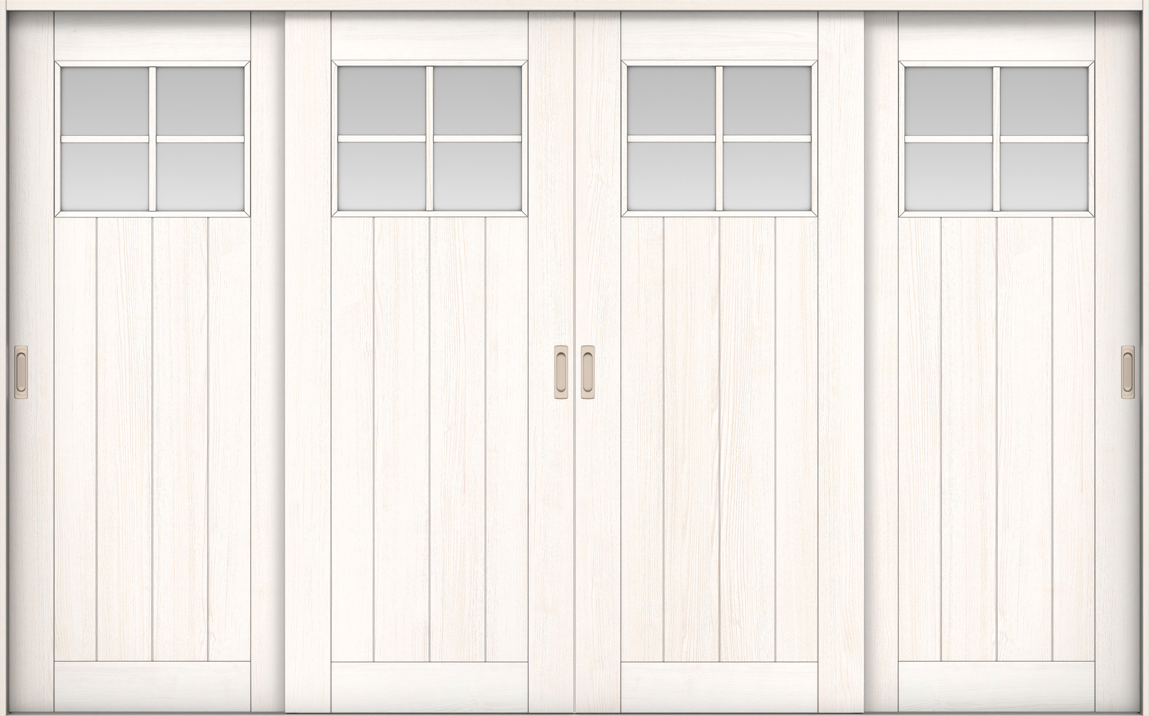 リビングドア　イエリア　引戸・４枚引違　扉セット　１Ｓデザイン　３２６６幅用　２０００高　〈ネオホワイト柄〉　左右兼用　錠なし　ラクラクローズ付