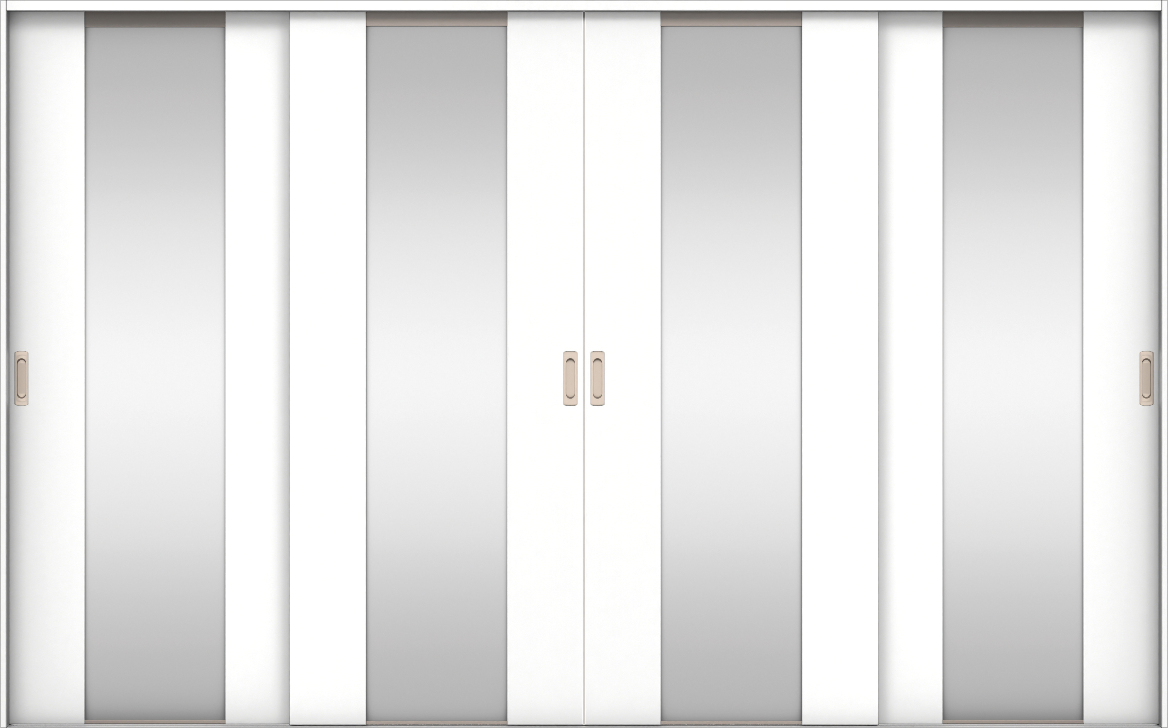 リビングドア　イエリア　引戸・４枚引違　扉セット　４Ｐデザイン　３２６６幅用　２０００高　〈パウダーホワイト柄〉　左右兼用　錠なし　ラクラクローズ付