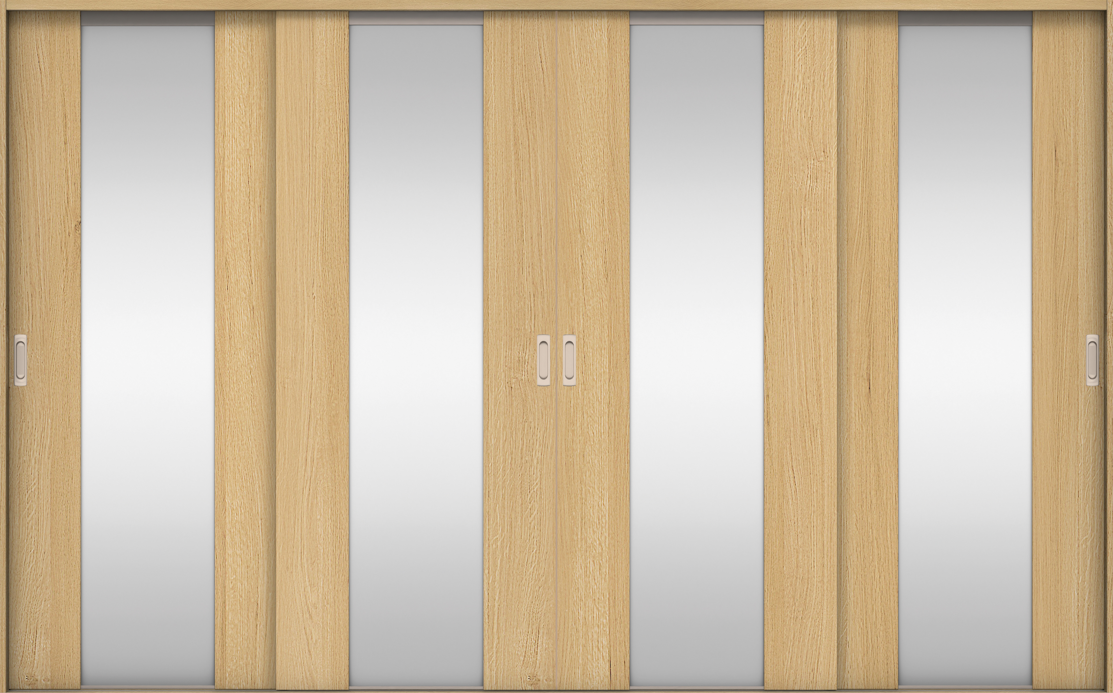 リビングドア　イエリア　引戸・４枚引違　扉セット　４Ｐデザイン　３２６６幅用　２０００高　〈ライトオーカー柄〉　左右兼用　錠なし　ラクラクローズ付
