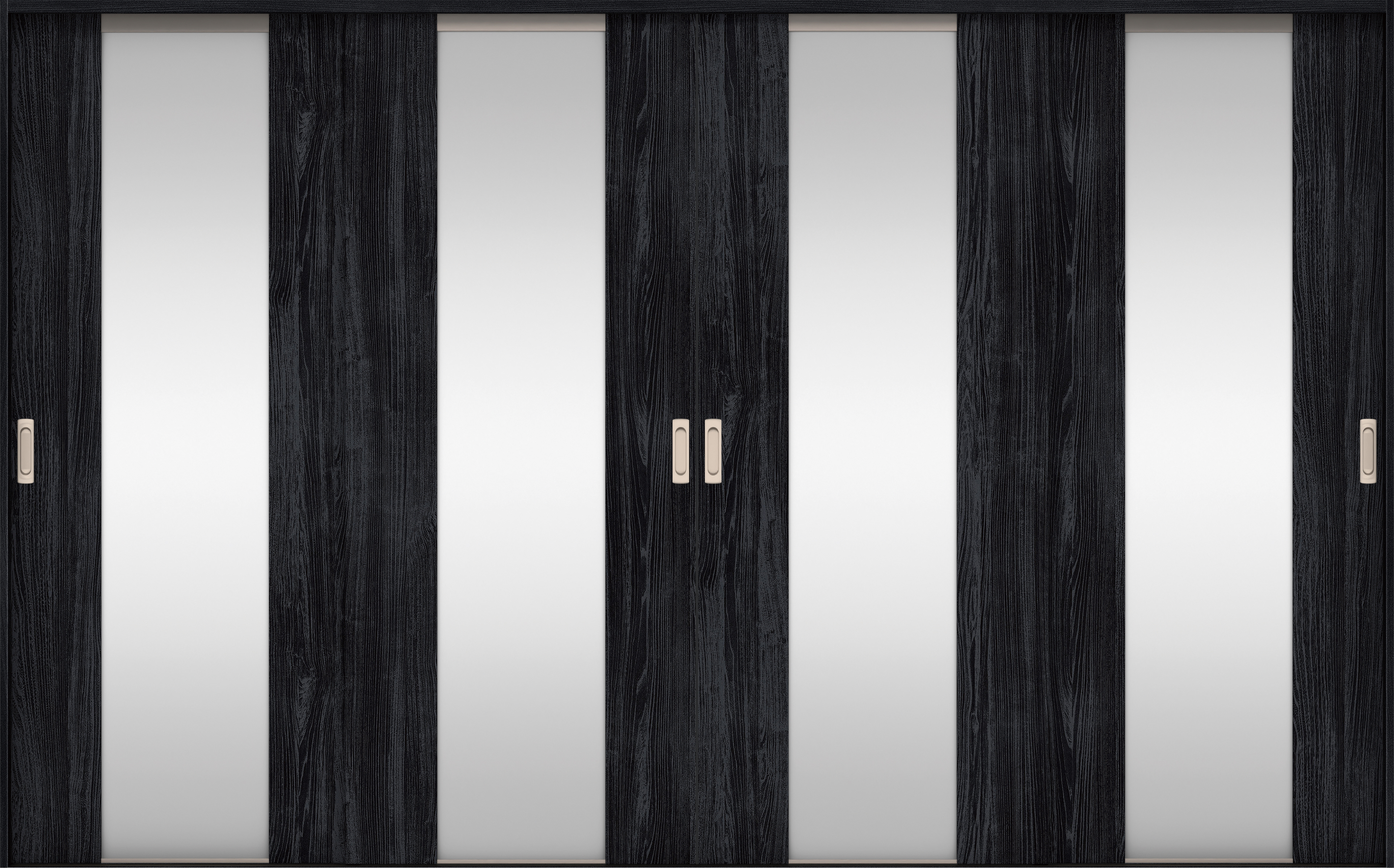 リビングドア　イエリア　引戸・４枚引違　扉セット　４Ｐデザイン　３２６６幅用　２０００高　〈モスブラック柄〉　左右兼用　錠なし　ラクラクローズ付