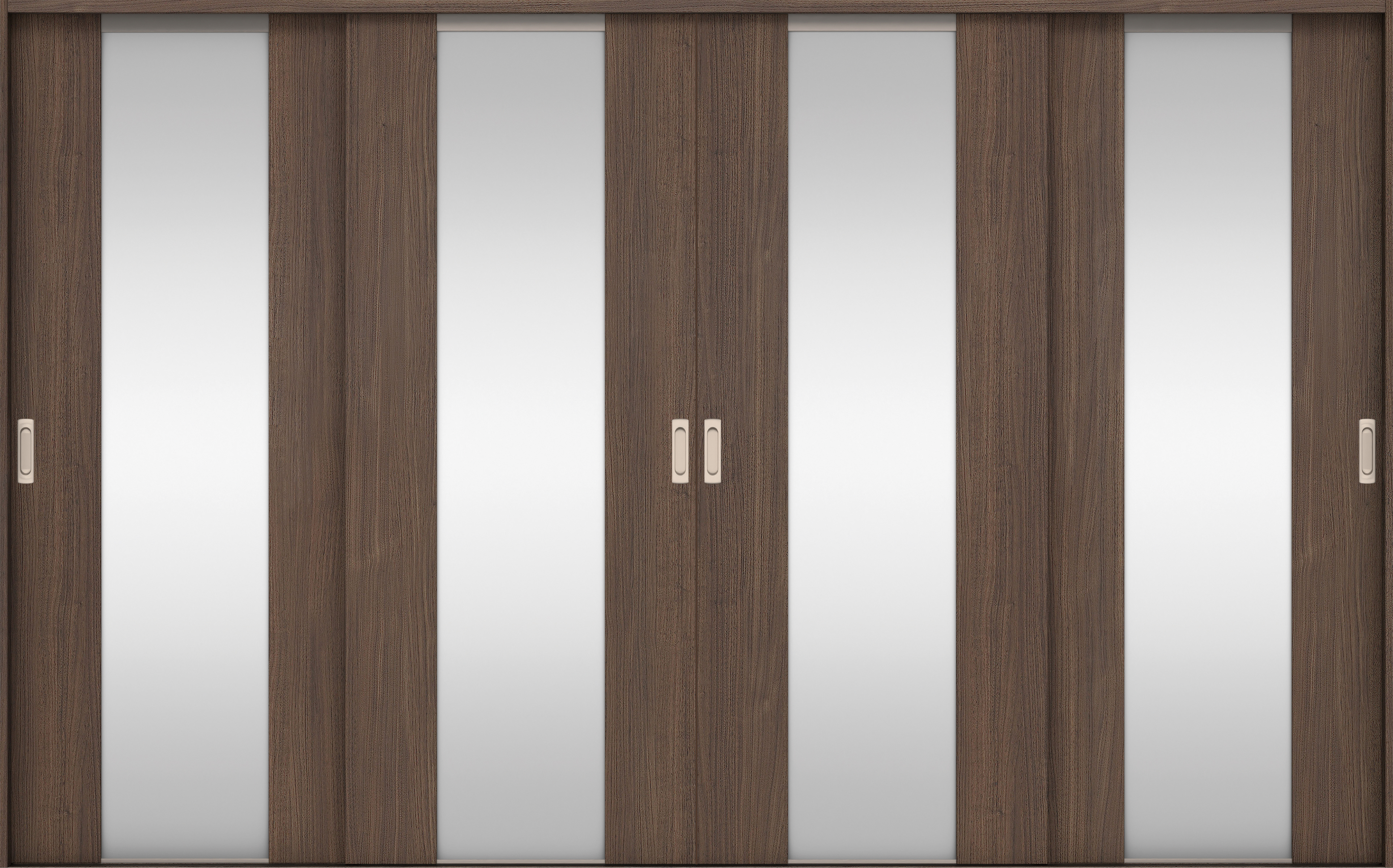 リビングドア　イエリア　引戸・４枚引違　扉セット　４Ｐデザイン　３２６６幅用　２０００高　〈ダルブラウン柄〉　左右兼用　錠なし　ラクラクローズ付