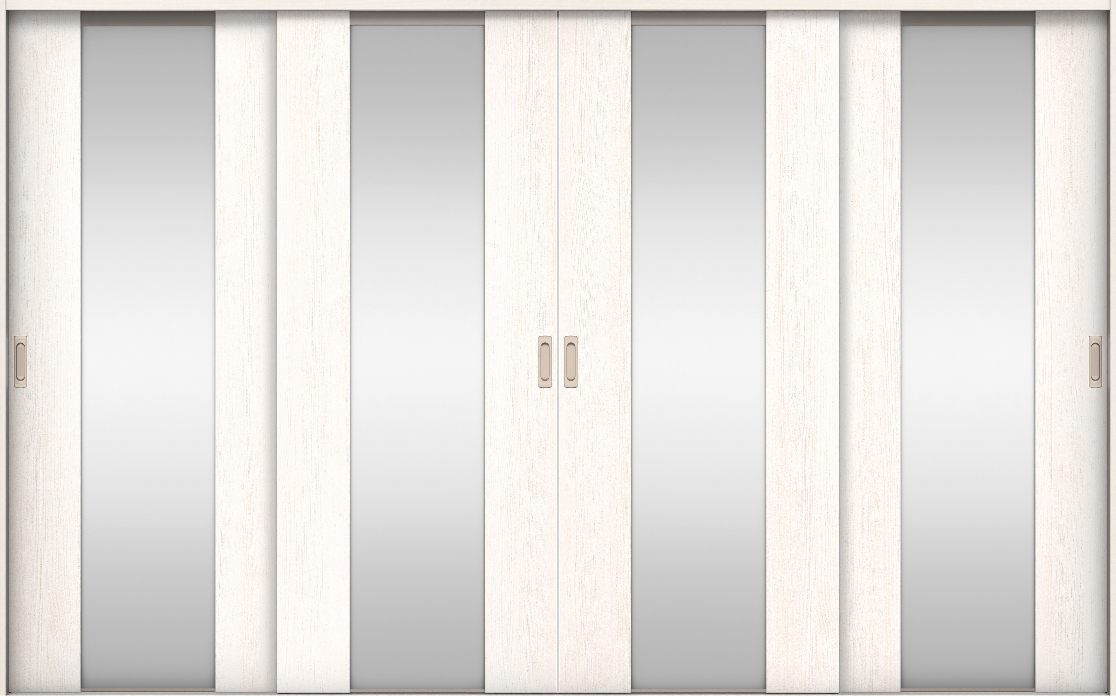 リビングドア　イエリア　引戸・４枚引違　扉セット　４Ｐデザイン　３２６６幅用　２０００高　〈ネオホワイト柄〉　左右兼用　錠なし　ラクラクローズ付