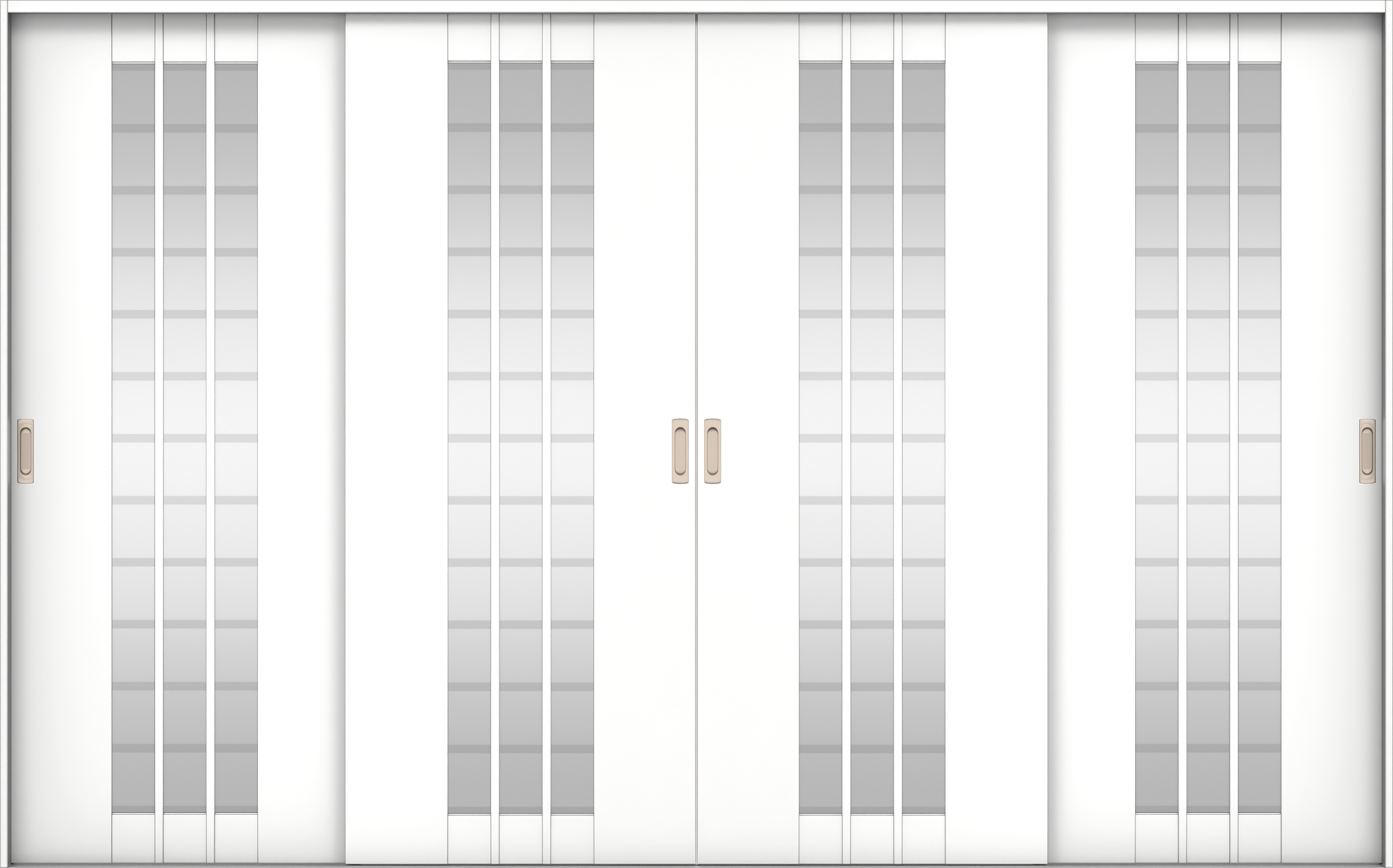 リビングドア　イエリア　引戸・４枚引違　扉セット　４Ｓデザイン　３２６６幅用　２０００高　〈パウダーホワイト柄〉　左右兼用　錠なし　ラクラクローズ付