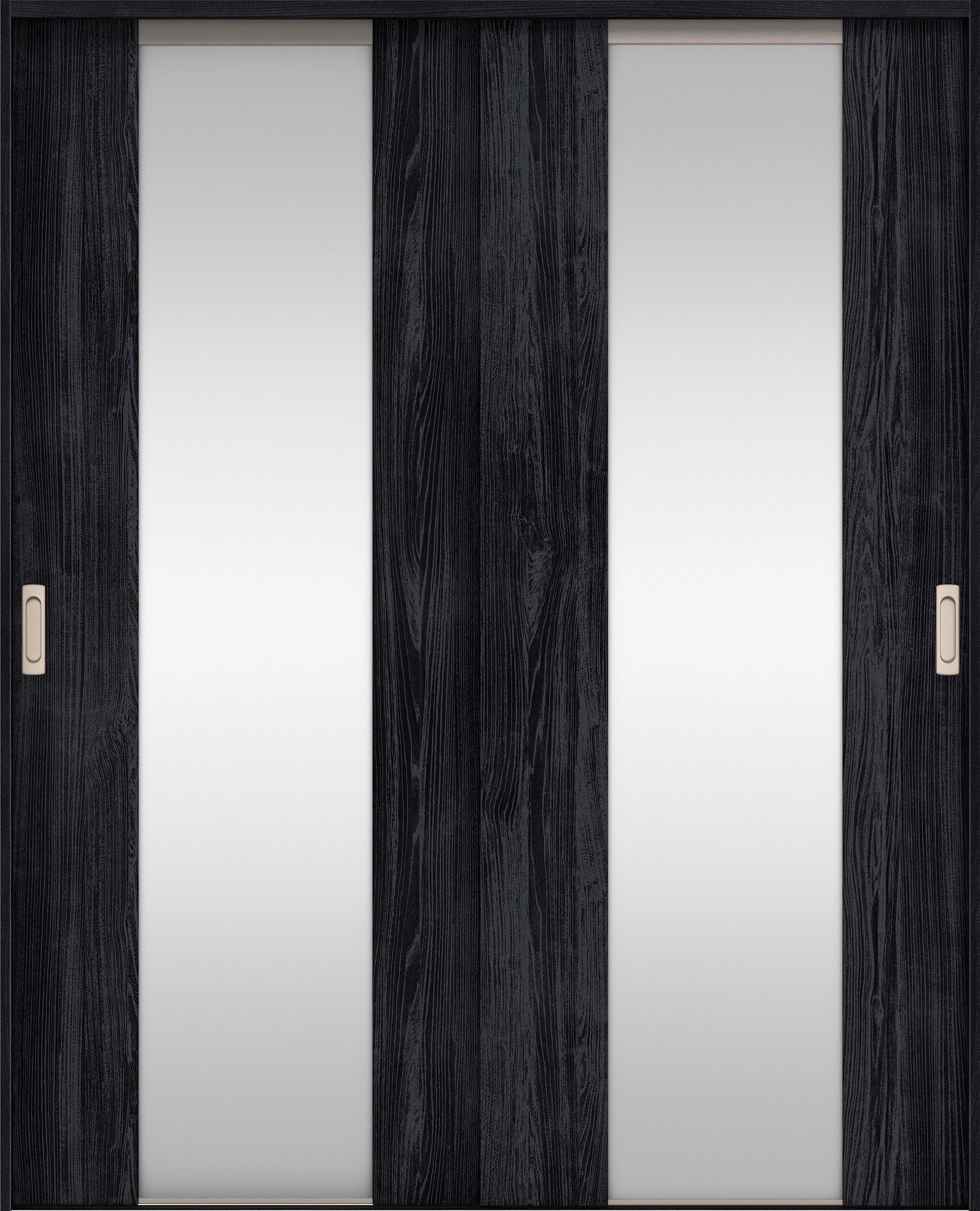 リビングドア　イエリア　引戸・引違　扉セット　４Ｐデザイン　１６４５幅用　２０００高　〈モスブラック柄〉　左右兼用　錠なし　ラクラクローズ付