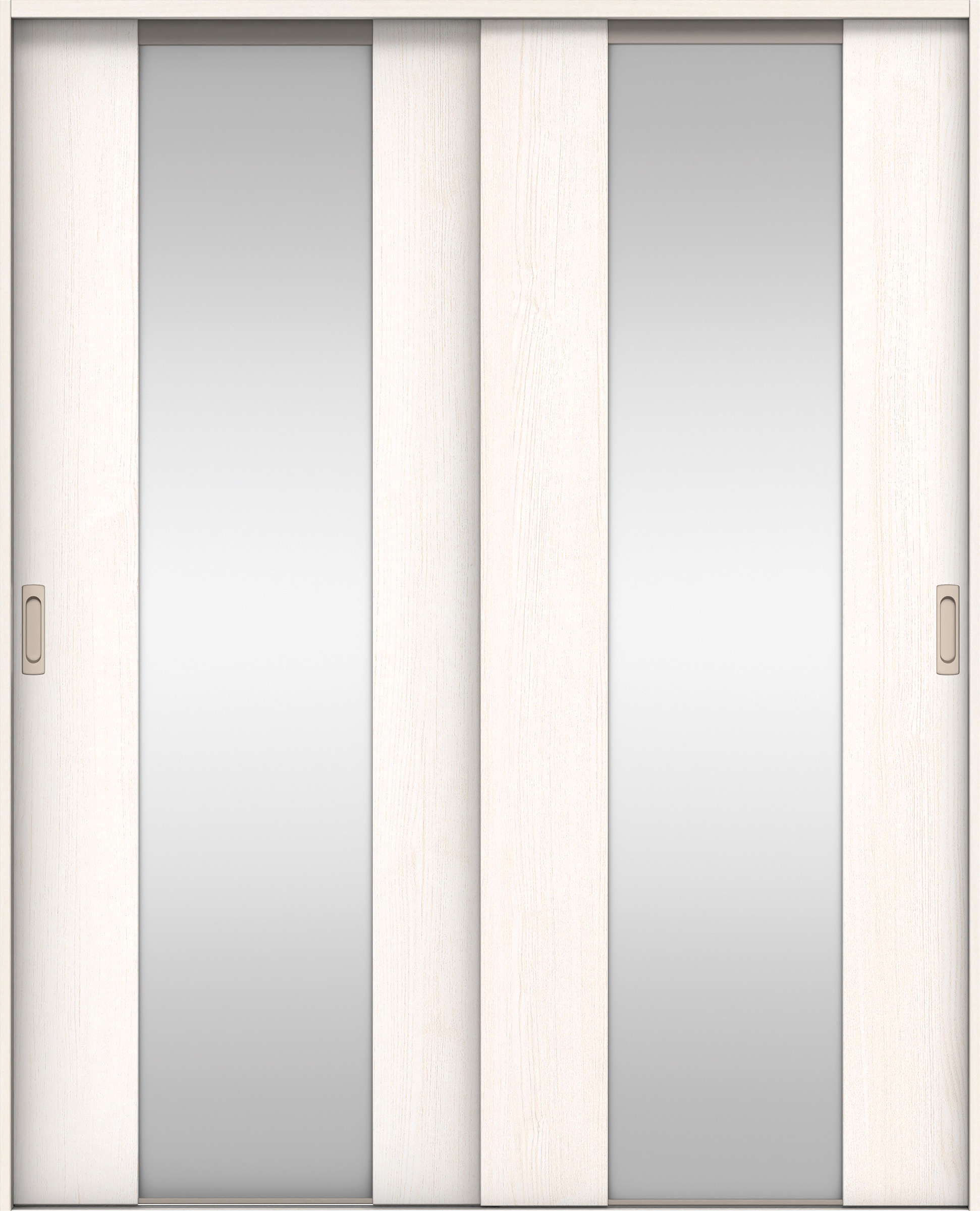 リビングドア　イエリア　引戸・引違　扉セット　４Ｐデザイン　１６４５幅用　２０００高　〈ネオホワイト柄〉　左右兼用　錠なし　ラクラクローズ付