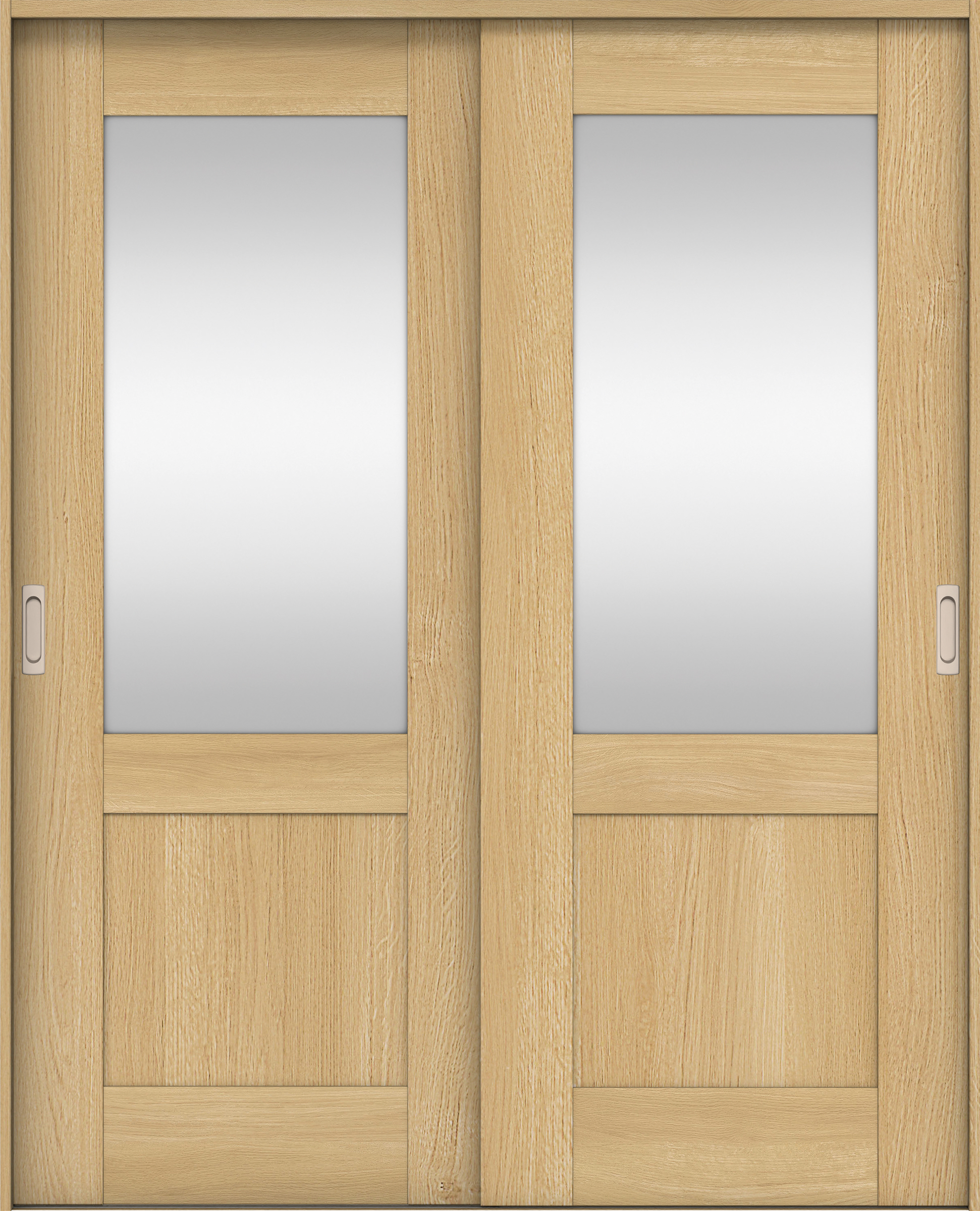 リビングドア　イエリア　引戸・引違　扉セット　２８デザイン　１７４５幅用　２０００高　〈ライトオーカー柄〉　左右兼用　錠なし　ラクラクローズ付