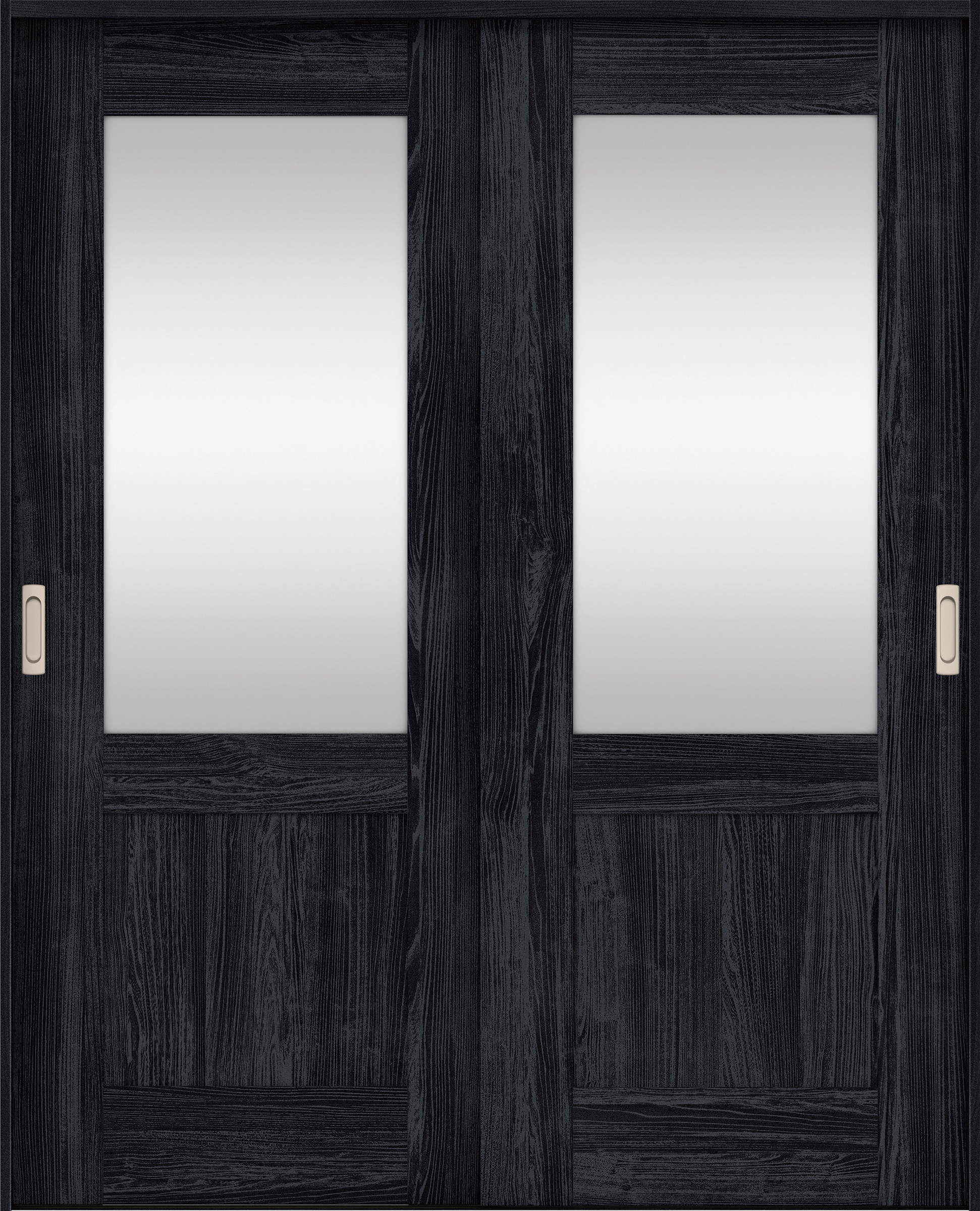 リビングドア　イエリア　引戸・引違　扉セット　２８デザイン　１７４５幅用　２０００高　〈モスブラック柄〉　左右兼用　錠なし　ラクラクローズ付