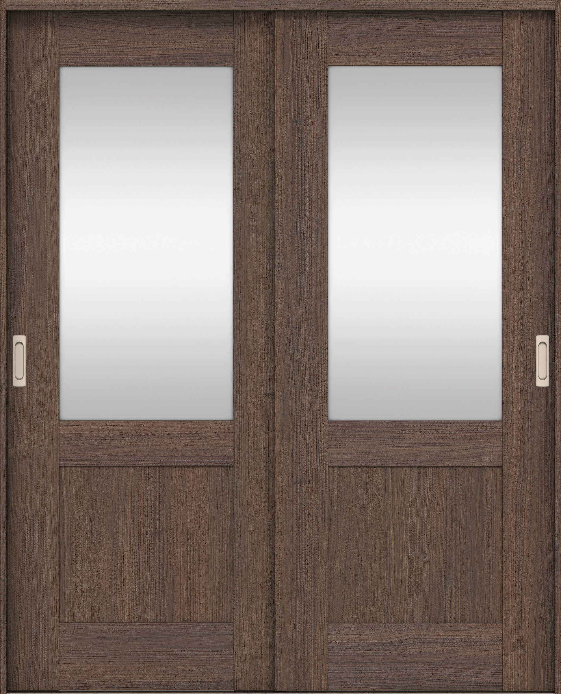 リビングドア　イエリア　引戸・引違　扉セット　２８デザイン　１７４５幅用　２０００高　〈ダルブラウン柄〉　左右兼用　錠なし　ラクラクローズ付