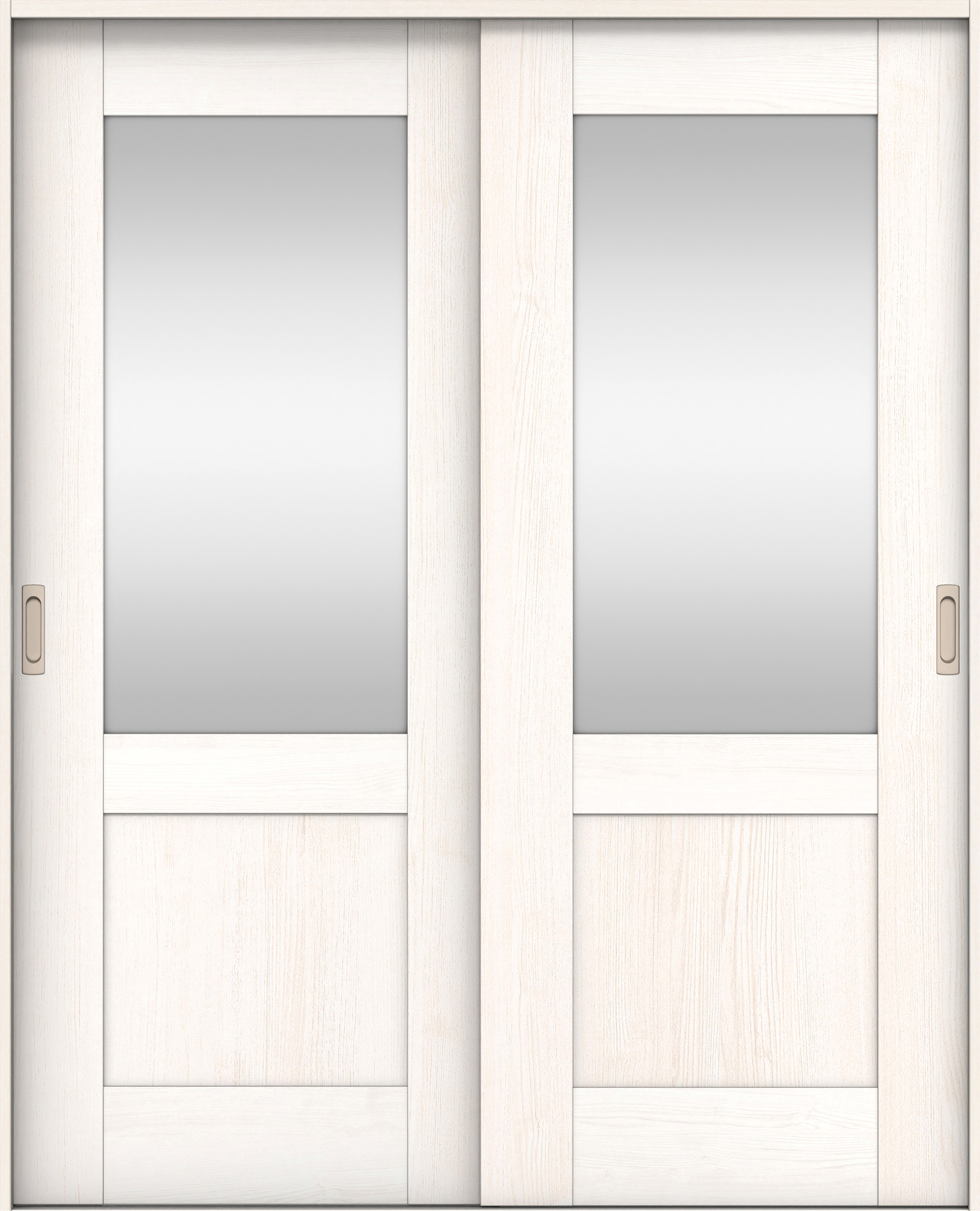 リビングドア　イエリア　引戸・引違　扉セット　２８デザイン　１７４５幅用　２０００高　〈ネオホワイト柄〉　左右兼用　錠なし　ラクラクローズ付