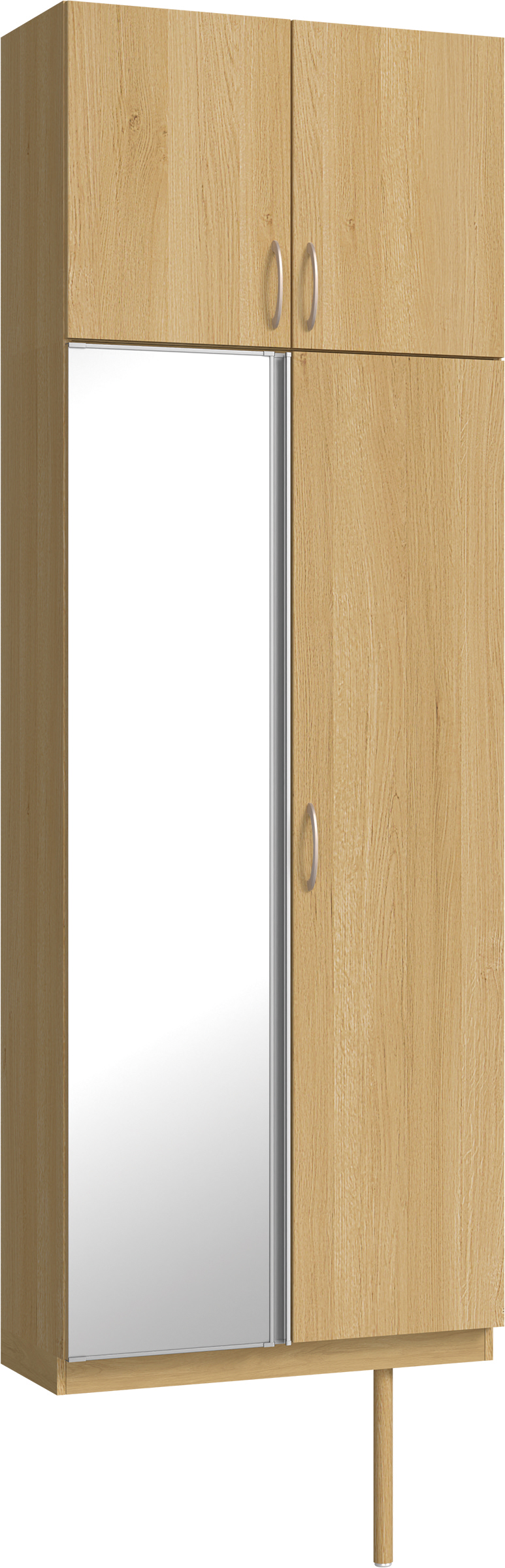 玄関収納　イエリア　開き戸ユニット　フラット縦木目　Ｓ２５　トールＰＬＡＮ　シューズ収納　ミラー扉　８００幅　〈ライトオーカー柄〉　ハンドルラウンド型〈Ｔシルバー色〉