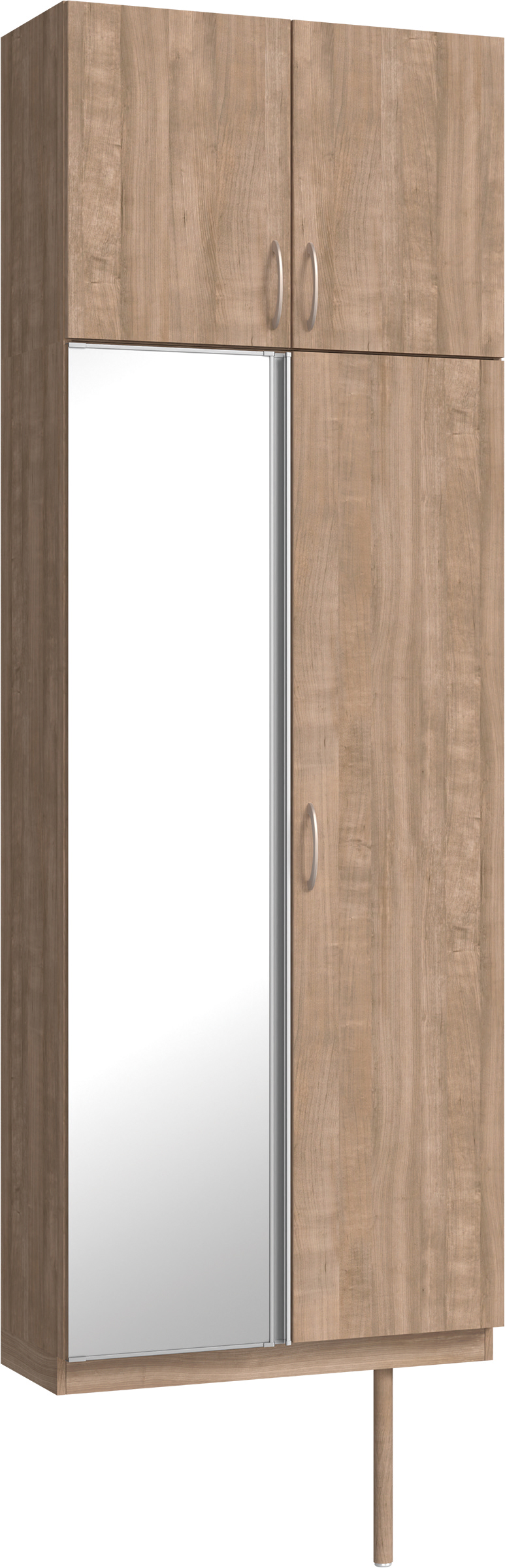 玄関収納　イエリア　開き戸ユニット　フラット縦木目　Ｓ２５　トールＰＬＡＮ　シューズ収納　ミラー扉　８００幅　〈トープグレー柄〉　ハンドルラウンド型〈Ｔシルバー色〉