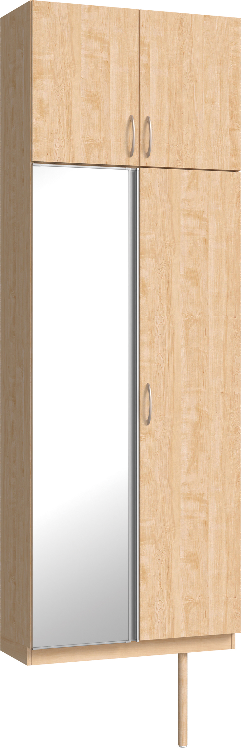 玄関収納　イエリア　開き戸ユニット　フラット縦木目　Ｓ２５　トールＰＬＡＮ　シューズ収納　ミラー扉　８００幅　〈ミルベージュ柄〉　ハンドルラウンド型〈Ｔシルバー色〉