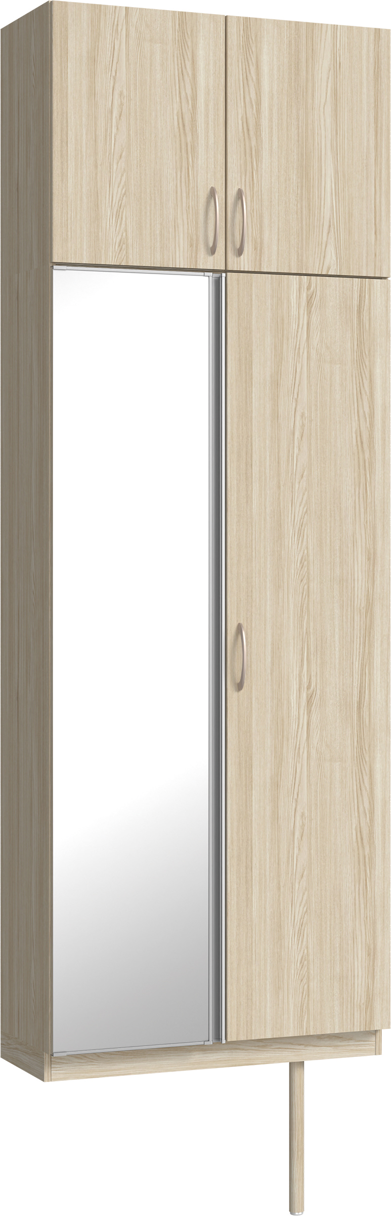 玄関収納　イエリア　開き戸ユニット　フラット縦木目　Ｓ２５　トールＰＬＡＮ　シューズ収納　ミラー扉　８００幅　〈ソフトグレージュ柄〉　ハンドルラウンド型〈Ｔシルバー色〉