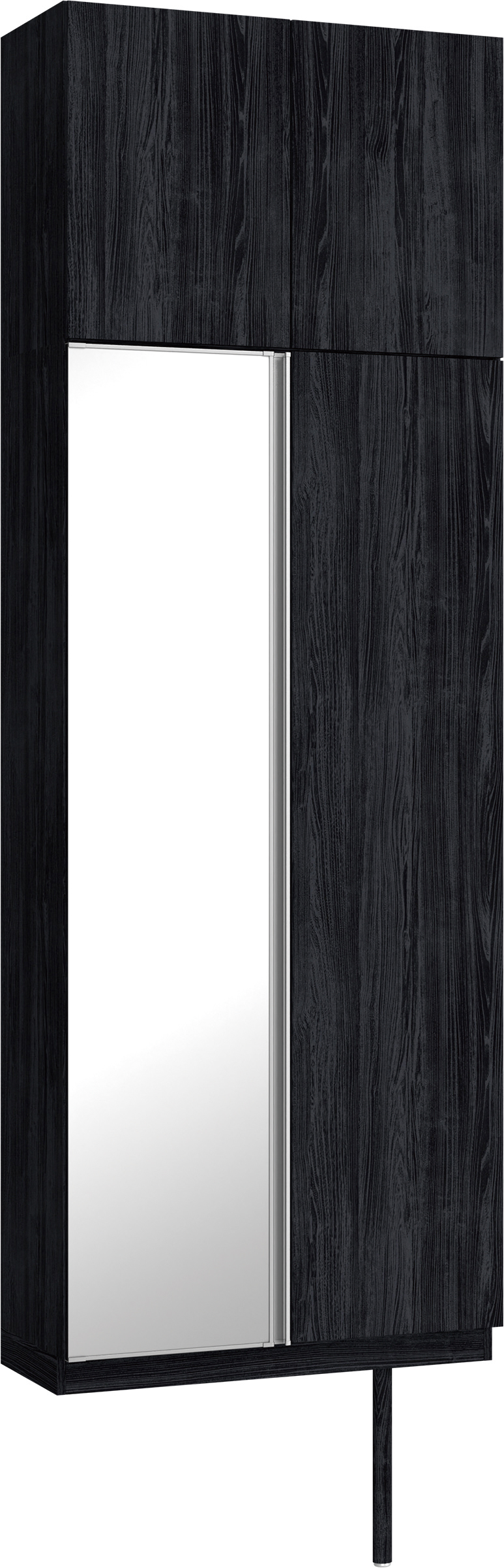玄関収納　イエリア　開き戸ユニット　フラット縦木目　Ｓ２５　トールＰＬＡＮ　シューズ収納　ミラー扉　８００幅　〈モスブラック柄〉　ハンドルレス