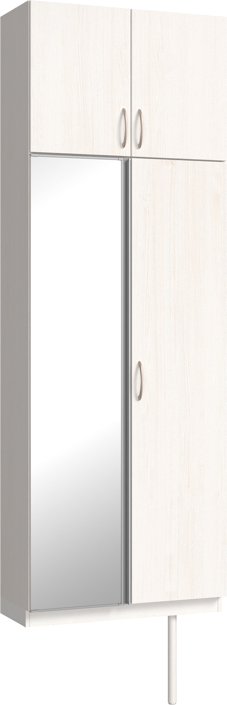 玄関収納　イエリア　開き戸ユニット　フラット縦木目　Ｓ２５　トールＰＬＡＮ　シューズ収納　ミラー扉　８００幅　〈ネオホワイト柄〉　ハンドルラウンド型〈Ｔシルバー色〉