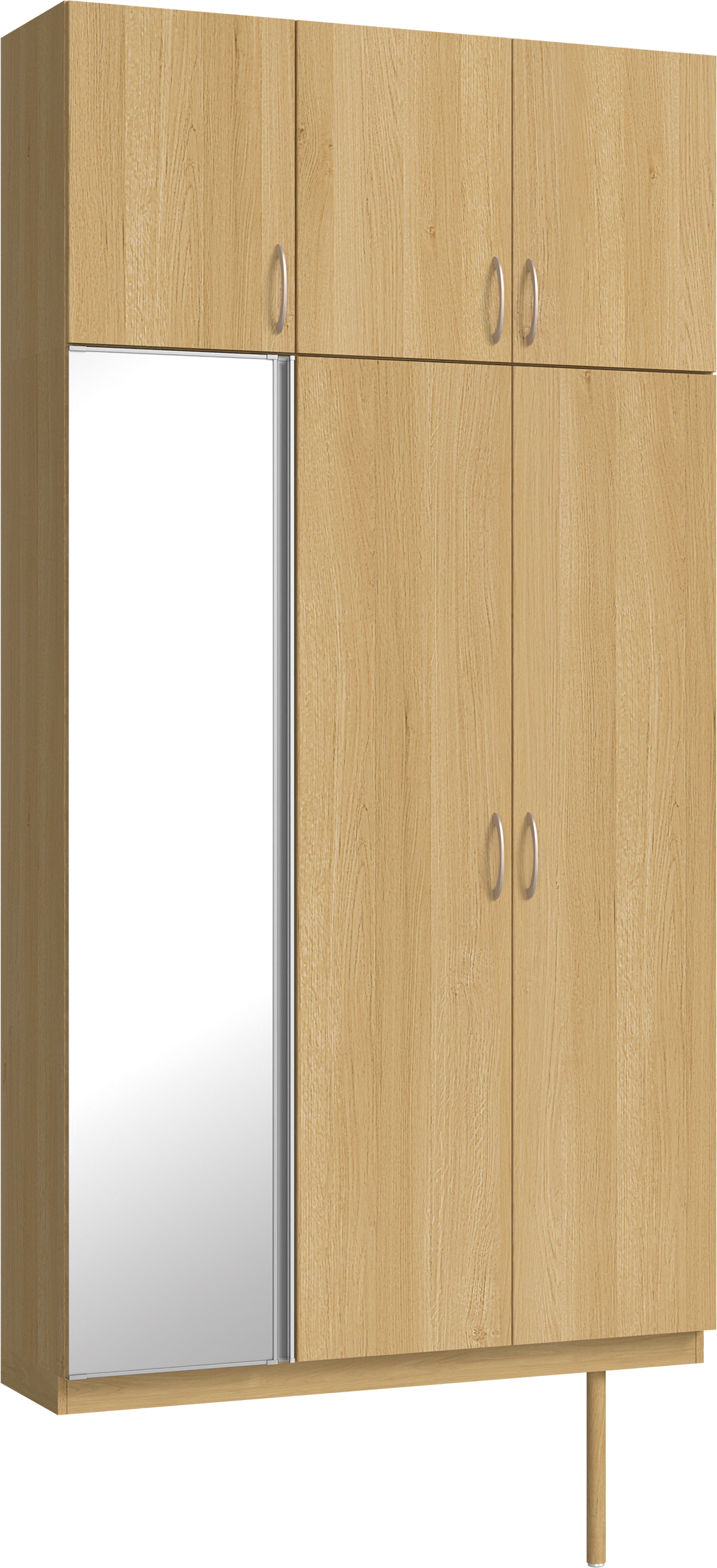 玄関収納　イエリア　開き戸ユニット　フラット縦木目　Ｓ３５　トールＰＬＡＮ　シューズ収納　ミラー扉　１２００幅　〈ライトオーカー柄〉　ハンドルラウンド型〈Ｔシルバー色〉